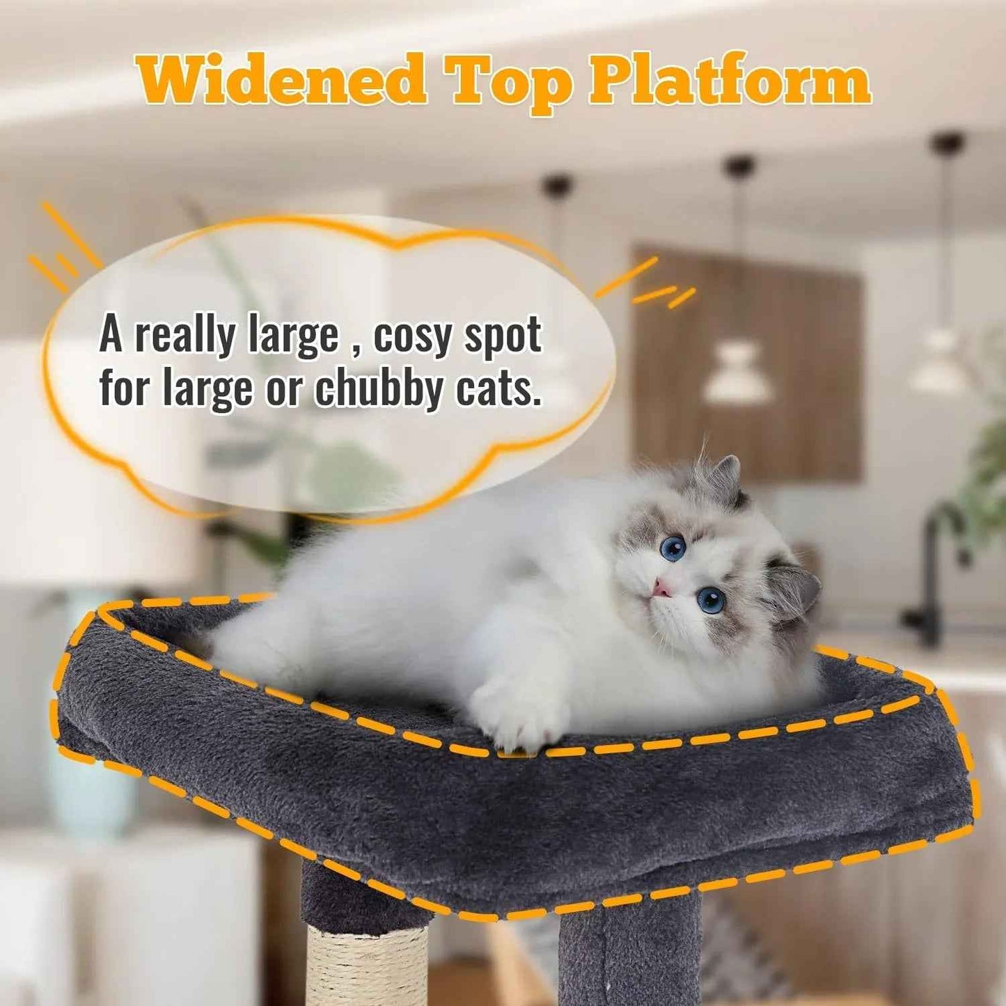 FDW Cat Tree 54in Cat Tower Multi-Level Durable Cat Scratching Post & Cozy Fun Cat Jumping Platform Space Saving Cat Condo Pet Play House for Indoor Cats,Dark Gray
