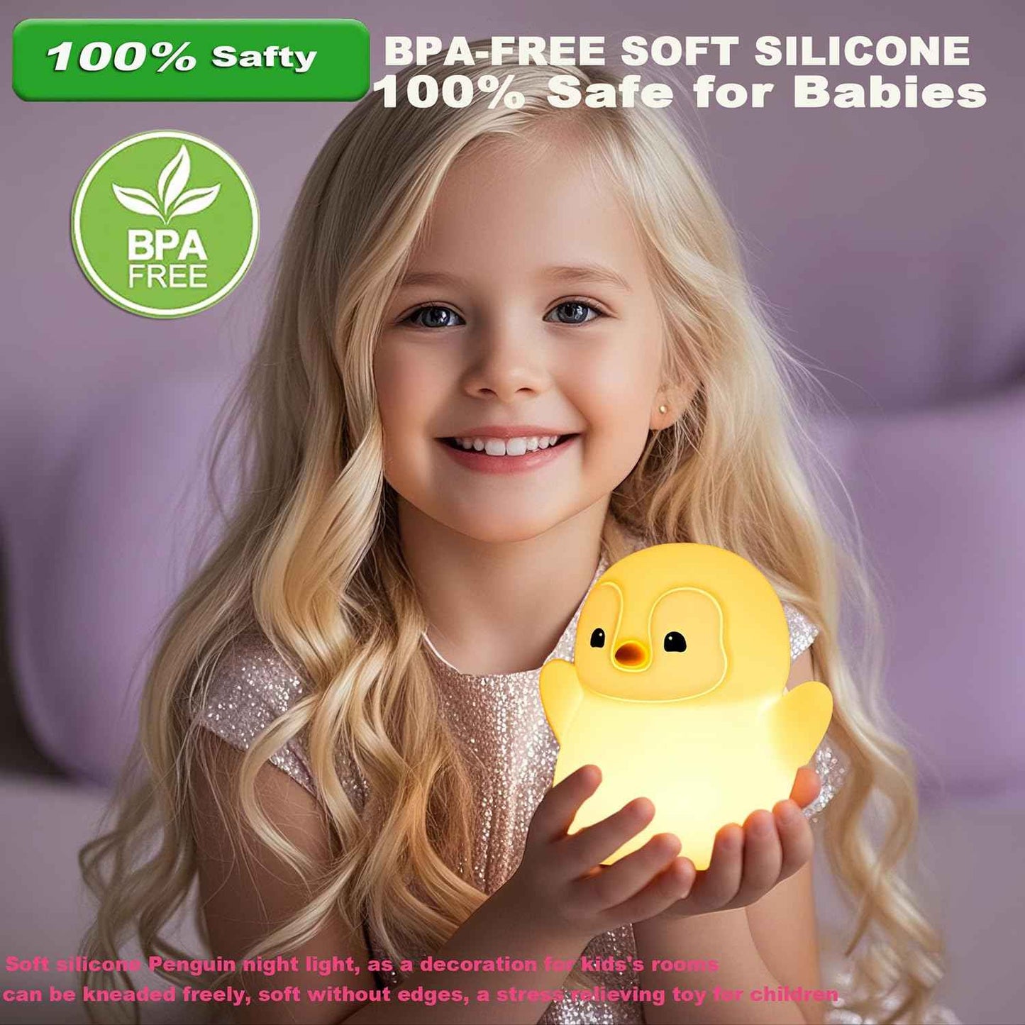 DREAMING MY DREAM Cute Duck Lamp,Do Do Duck Night Light,Silicone Squishy Nursery Bedside Lamp,USB Rechargeable Touch Table Lampfor Bedrooms, Living Room Decor Gift Toy