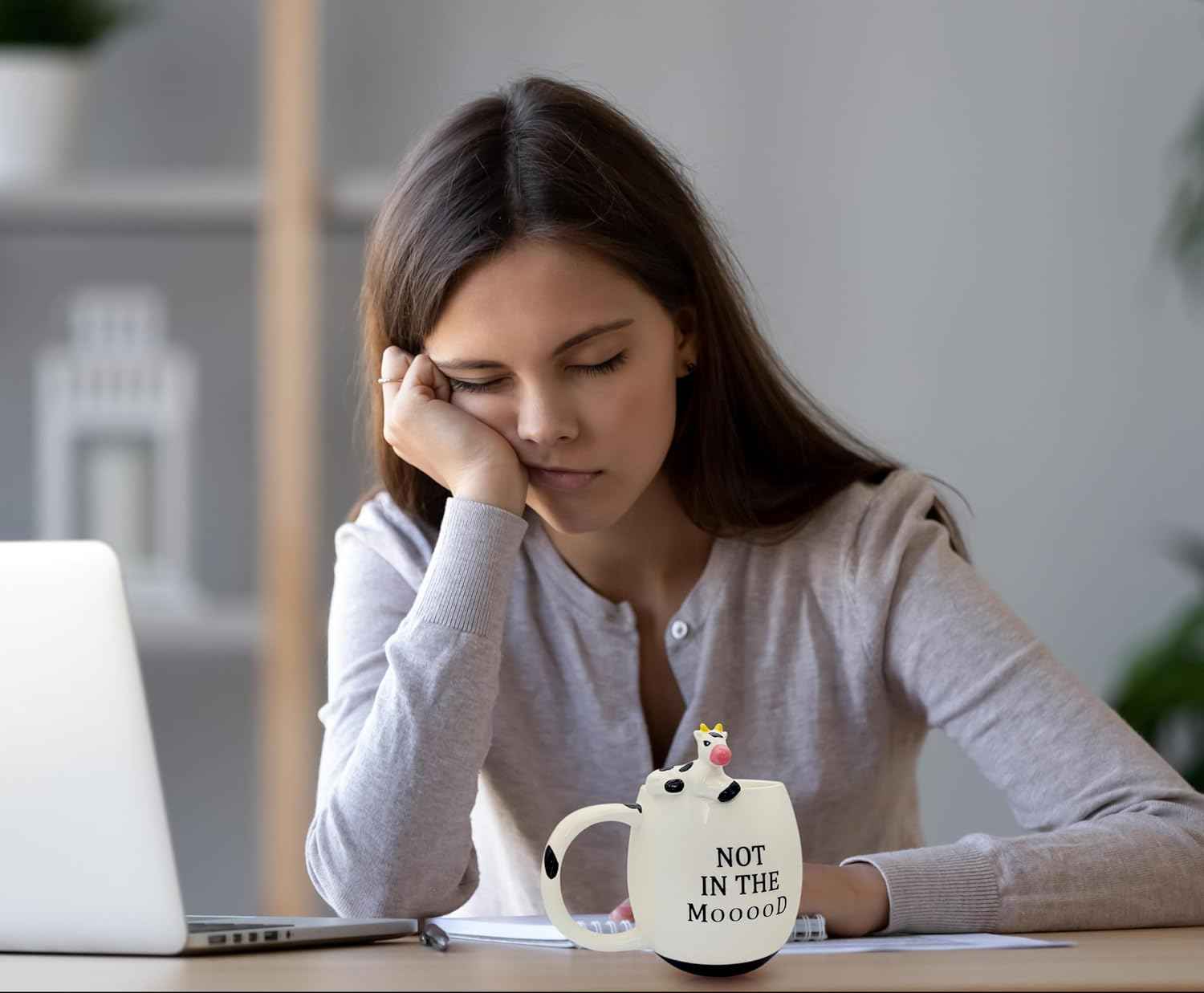 Decodyne Funny Cow Coffee Mug, White Elephant Gifts for Adults, Gag Gifts for Adults, Cute Stuff For Women and Men, Funny Coworker Office, Cool Stuff - 14 Ounce