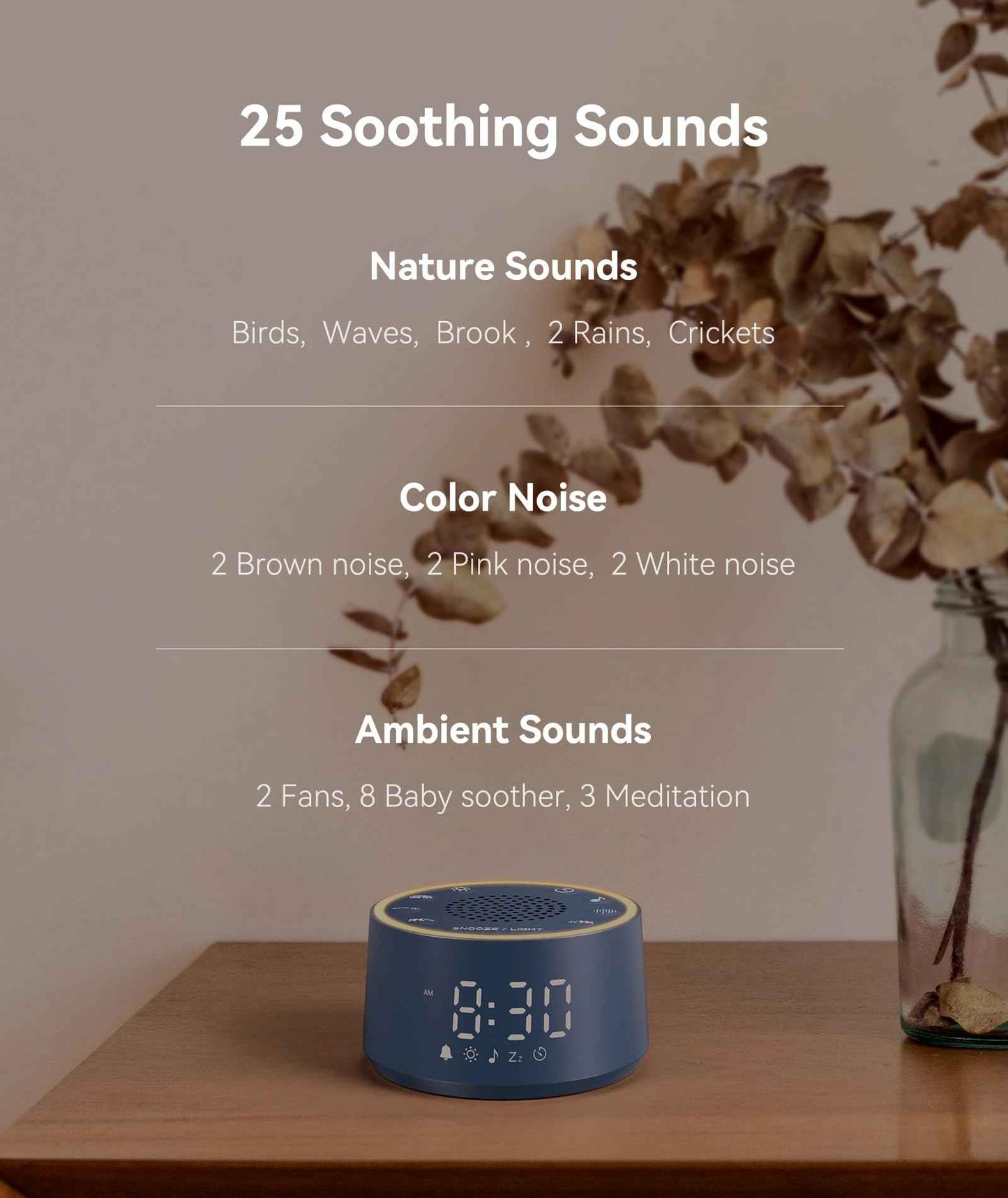 Dreamegg Sound Machine for Sleep - D1 Nova White Noise Sound Machine for Baby Adult with Alarm Clock, Soothing Sounds, Dimmable, White Noise Alarm Clocks for Bedrooms Heavy Sleepers Travel, Black