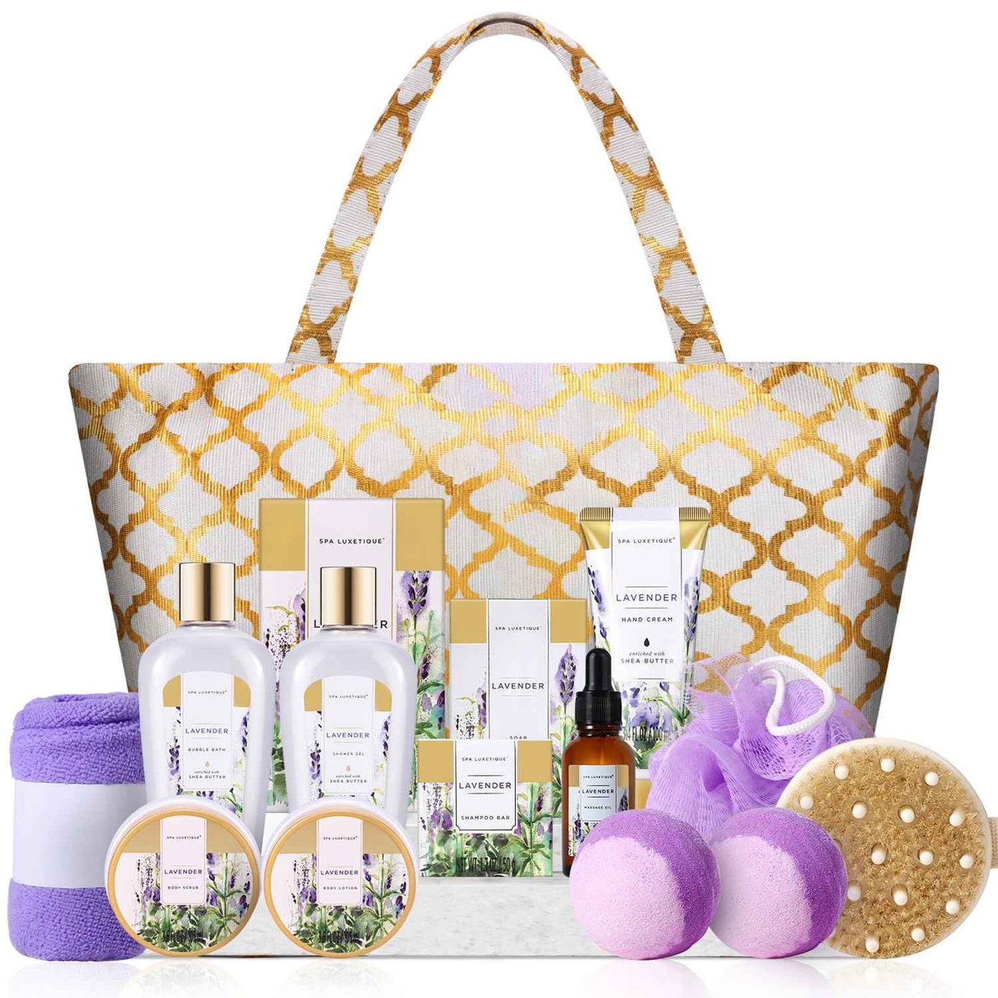 spa luxetique Spa Gift Baskets for Women - Gift Set for Women,15pcs Luxury Relaxing Spa Kit with Bath Bombs, Birthday Gifts Body and Bath Set
