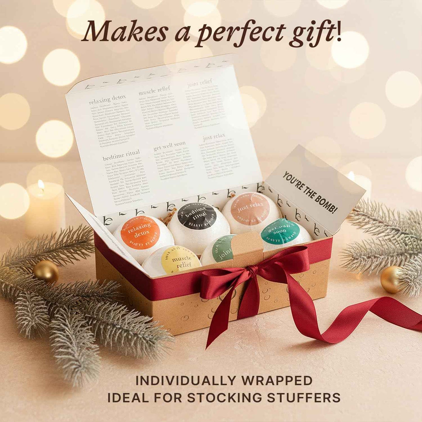 Bath Bombs Gift Set, USA Made with Organic & Natural Ingredients, Christmas Stocking Stuffers for Women & Men, Relaxing Spa Gifts, Wife Stocking Stuffers