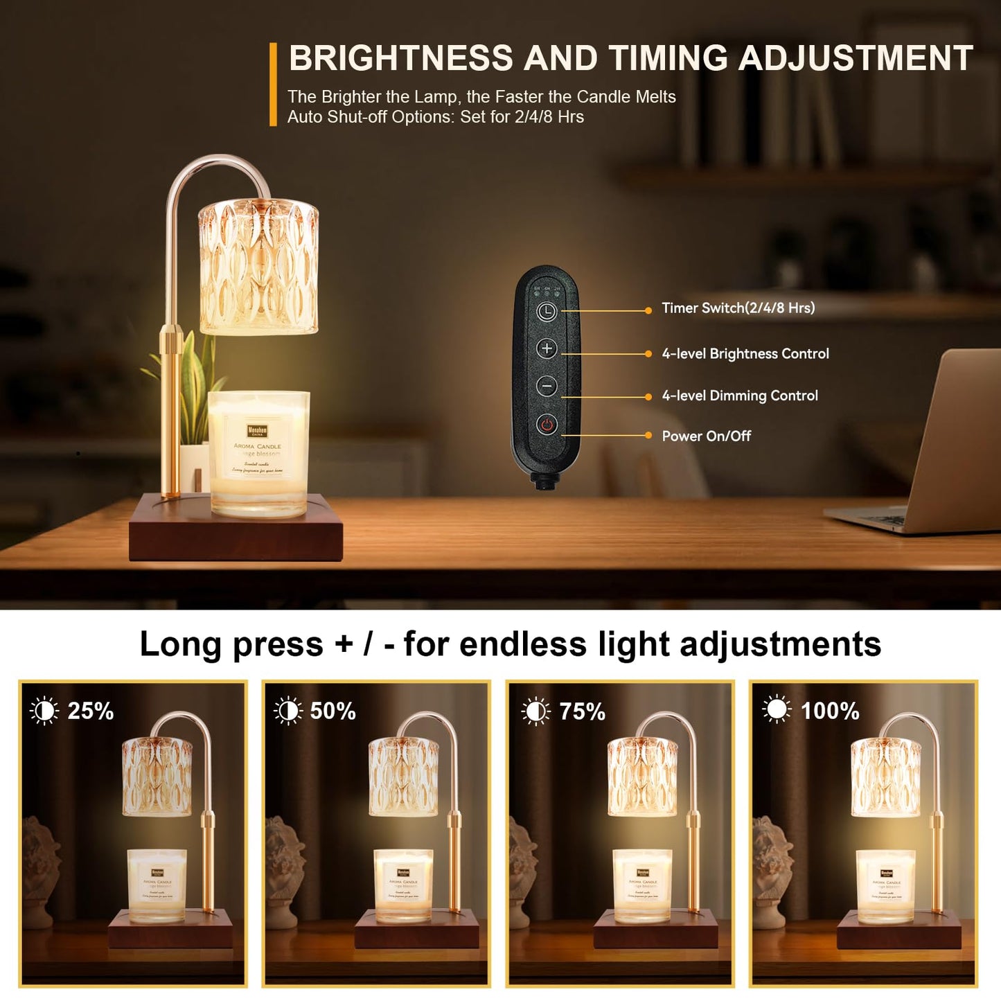 Candle Warmer Lamp with 3 Bulbs, Adjustable Height Dimmable Candle Warmer with Timer, Candle Lamp with Charming Gift Box Ribbon,Birthday Gifts for Women Mom, House Warming Gifts New Home Decor jlhbookstore.store