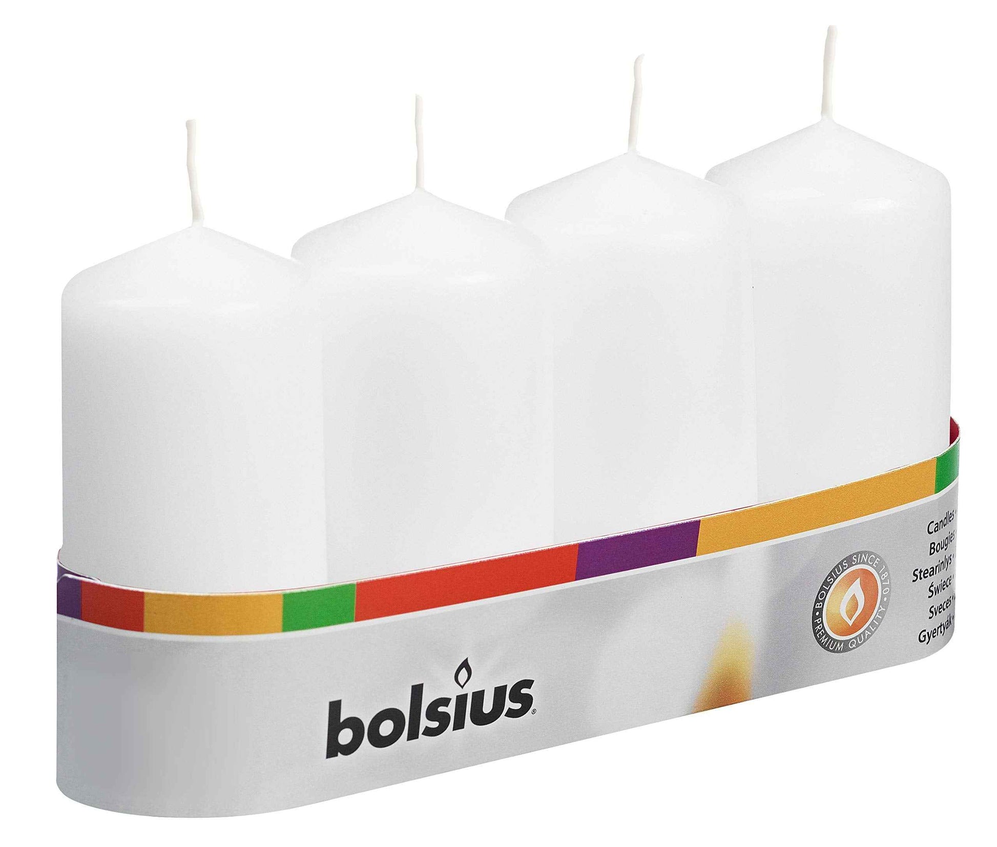 BOLSIUS 2x4 Inch White Pillar Candles - 4 Pack Candle Set - 20 Hours Burn Time - Premium European Quality - Dripless And Smokeless Candle - Perfect for Wedding Candles, Parties, and Special Occasions
