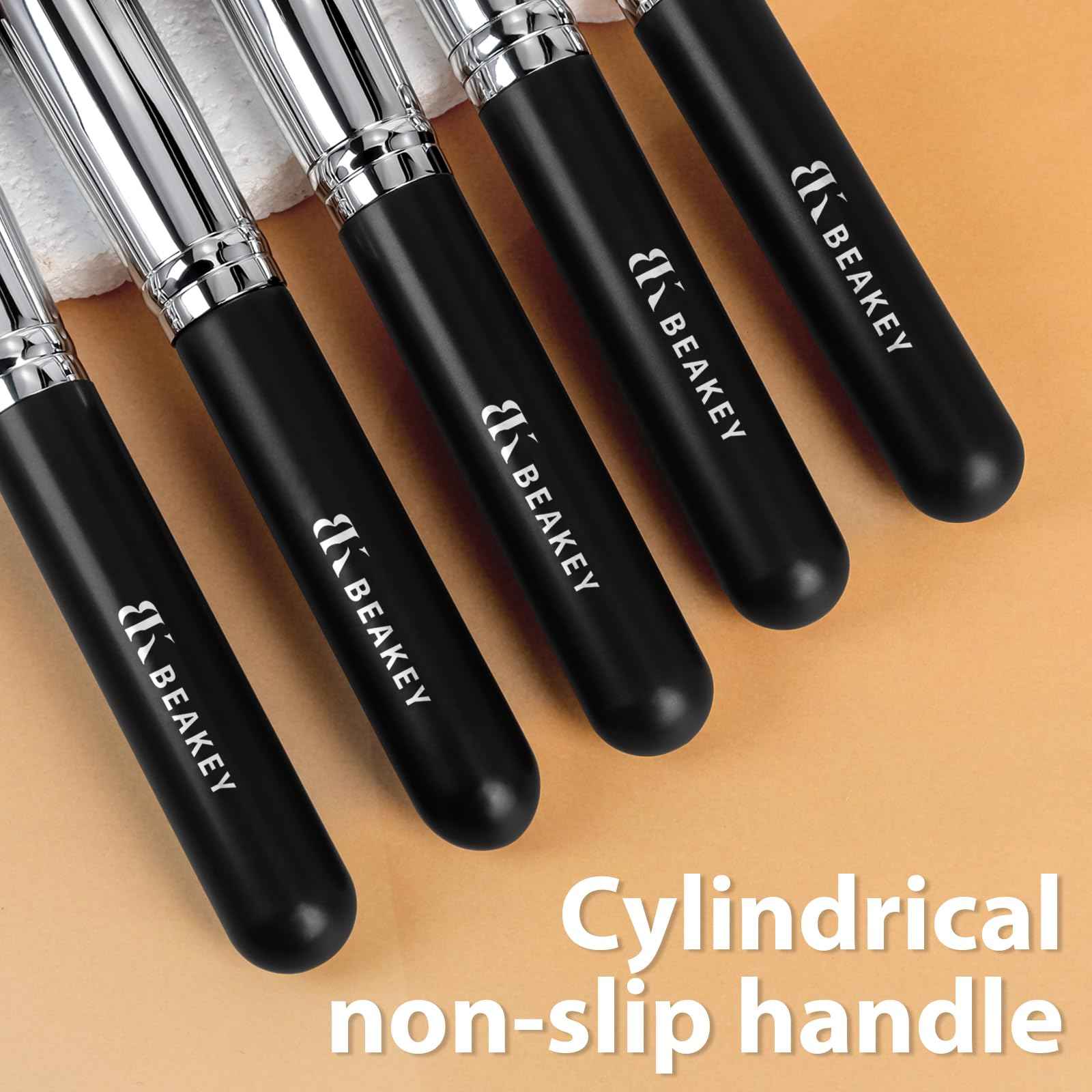 BEAKEY Makeup Brushes Set, Professional Foundation Eyeshadow Concealer Blush Powder Bronzer Applicator, 2 Blender Sponge with Beauty Paper Case stocking stuffers