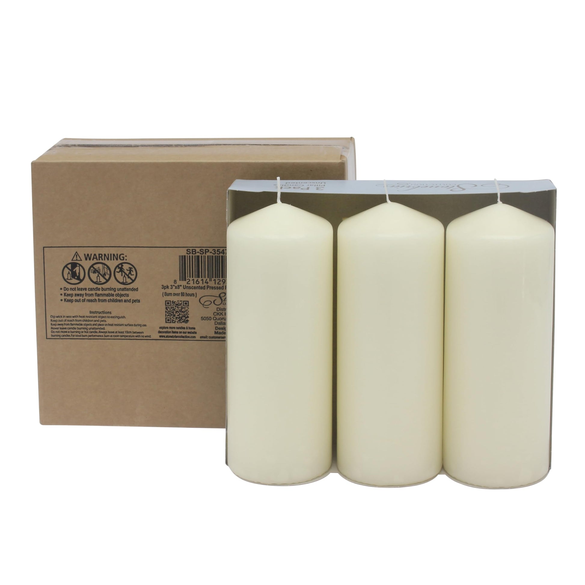 Stonebriar 6 Pack Tall 3 x 6 Inch 65 Hour Long Burning Unscented Ivory Wax Pillar Candles jlhbookstore.store