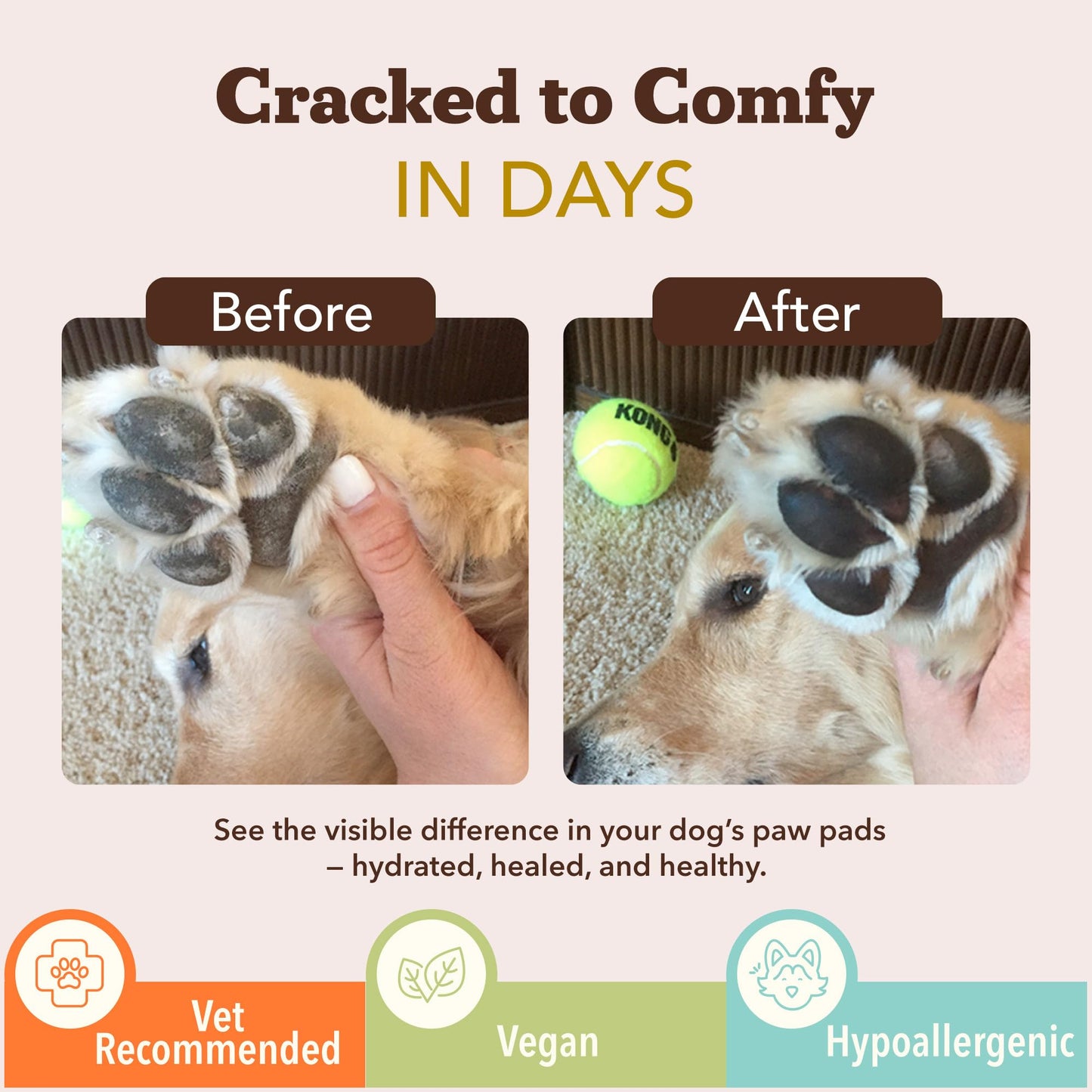 Natural Dog Company Paw Soother Balm & Wax 2 oz Stick – Nourishing Paw Care with Coconut & Hempseed Oils + Calendula – Soothes Dry, Cracked Pads – Lick-Safe & Weather Protective