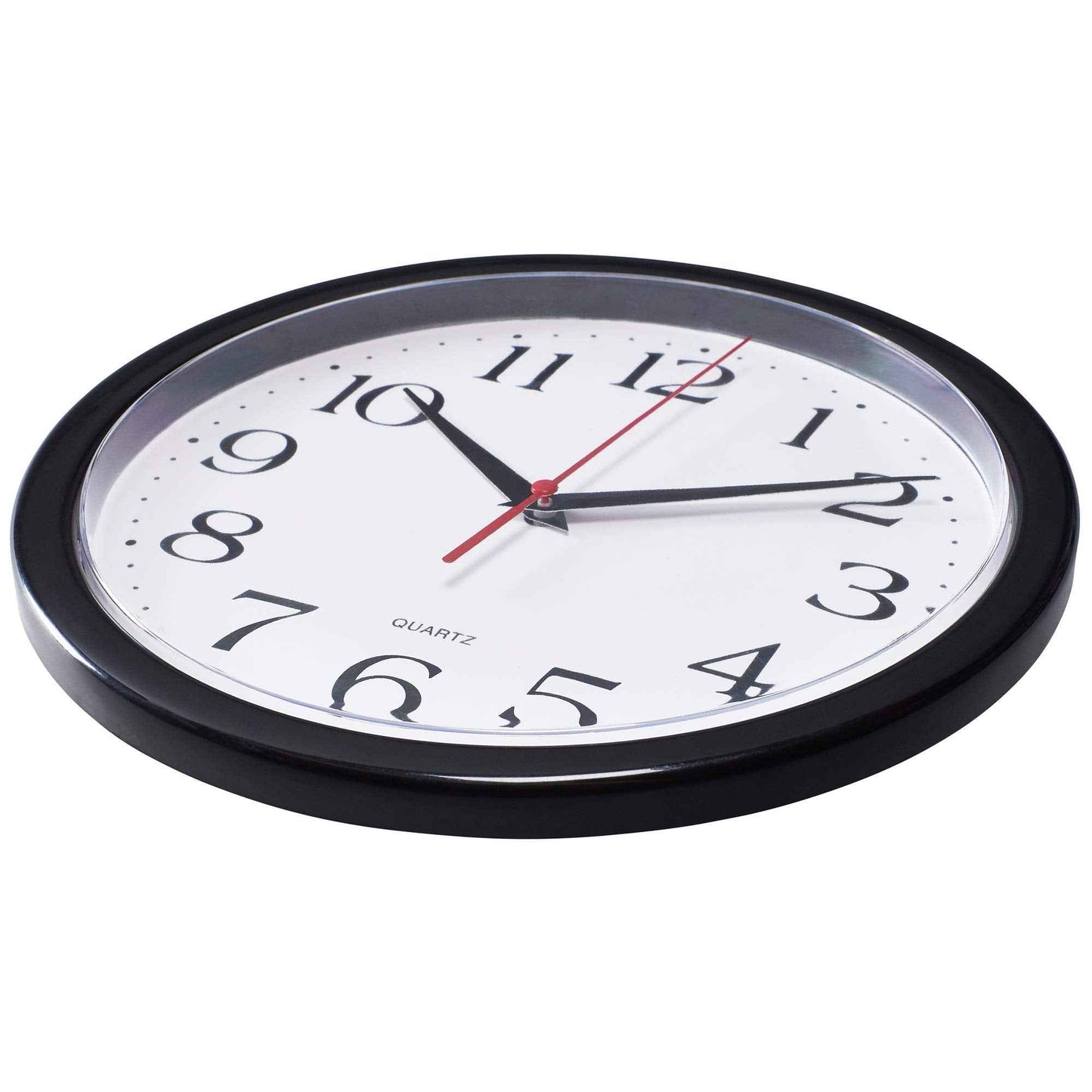 Bernhard Products Black Wall Clock Silent Non Ticking 10 Inch Quality Quartz Battery Operated Round Easy to Read Home/Office/Kitchen/Classroom/School Clock Sweep Movement