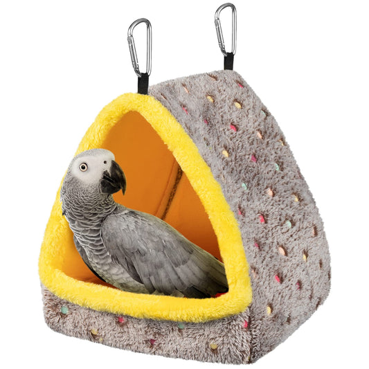 Small Winter Warm Bird Nest for Cage - Comfortable Bird Bed with Support Board, Hanging Hammock Shed Hideaway Hut Gift for Macaws African Grey Amazon Parrots
