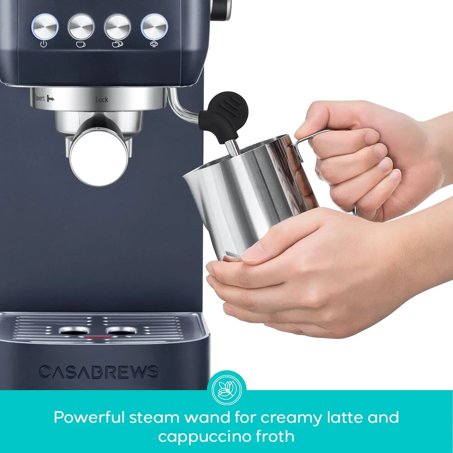 CASABREWS 3700 Essential Espresso Machine 20 Bar, Stainless steel Coffee Maker with Milk Frother, Espresso Coffee Machine for Cappuccino, Latte, 43.9oz Water Tank, Sapphire Blue - Jlhbookstore.store