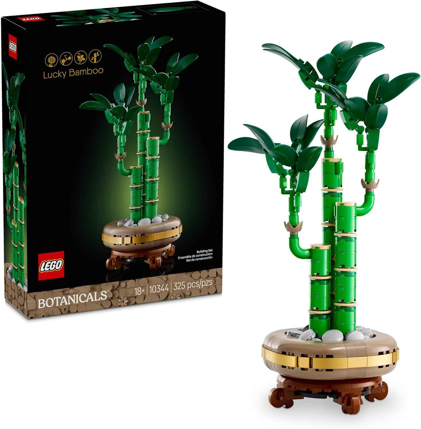 LEGO Botanicals Lucky Bamboo Building Set - Artificial Plant for Indoor Home Décor, Adults Ages 18+ - Fake Plant Decoration for Table, Desk, Office - Gift for Birthdays - 10344
