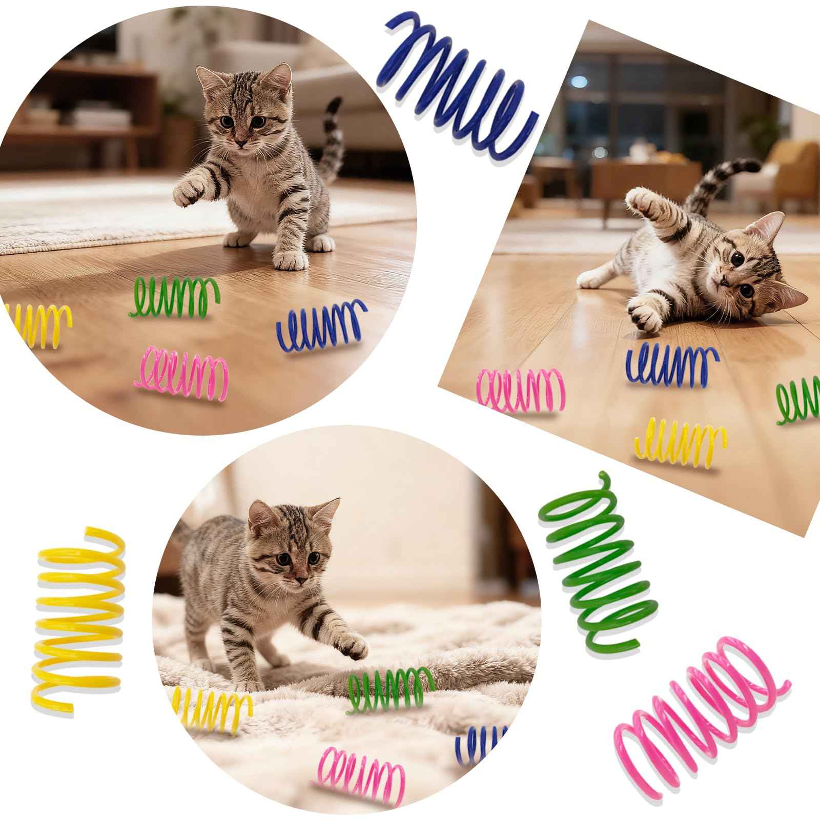Cat Toys for Indoor Cats - 34 Packs Interactive Set with Colorful Springs, Mouse Toy, Catnip Ropes, Balls, Bells, and Sisal Ball for Kittens
