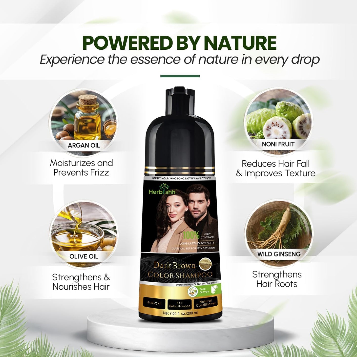 Herbishh Black Shampoo, Hair Dye Shampoo 3 in 1, 100% Grey Coverage, Demi-Permanent Hair Color for Men & Women, Long-lasting Color in 5-15 Mins, Ammonia-free, 200 ml jlhbookstore.store