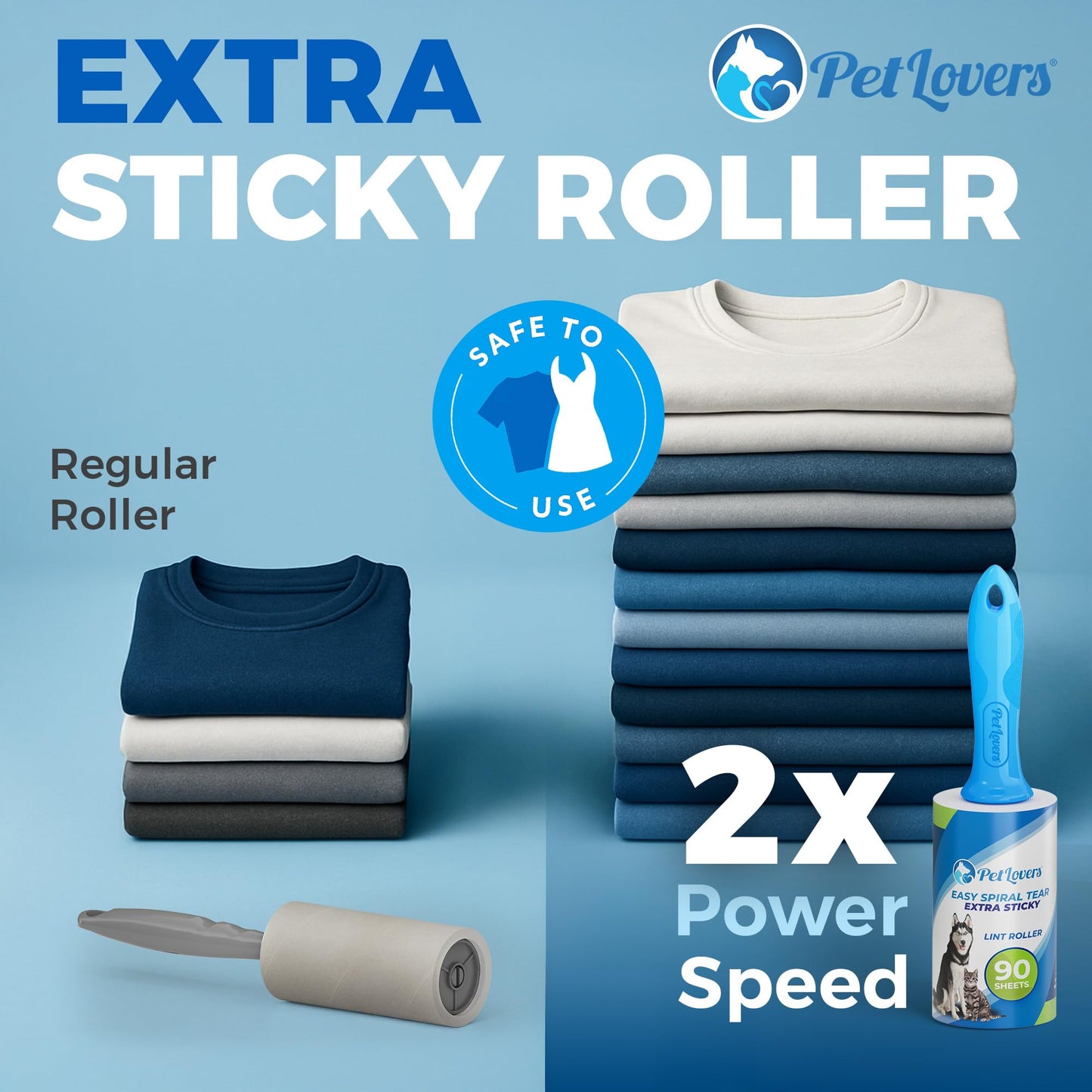 PetLovers Extra Sticky Lint Roller Mega Value Set 450 Sheets for Pet Hair Removal and Clothes, Dog and Cat Lint Remover 5 Pack jlhbookstore.store