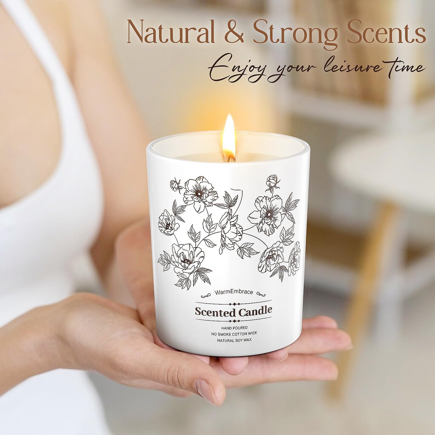 Deluxe Scented Candle for Women & Men, Vanilla Coconut Soy Wax Candle, 8 Oz Jar Candle for Home, Scented-60 Hours Long Lasting Burning, Suitable Gift for Mom jlhbookstore.store