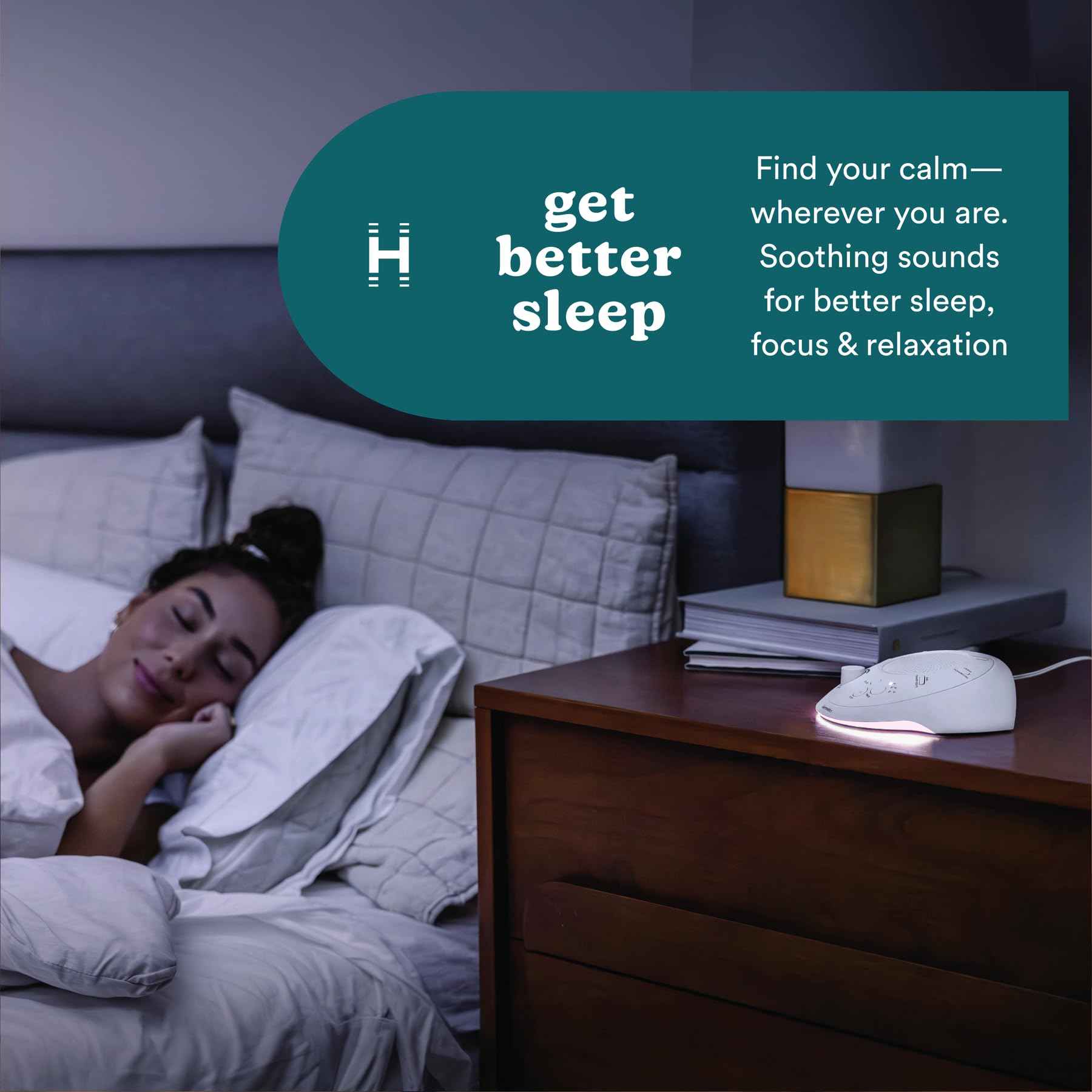 Homedics SoundSleep White Noise Sound Machine, Silver, Small Travel Sound Machine with 6 Relaxing Nature Sounds, Portable Sound Therapy for Home, Office, Nursery, Auto-Off Timer, by Homedics