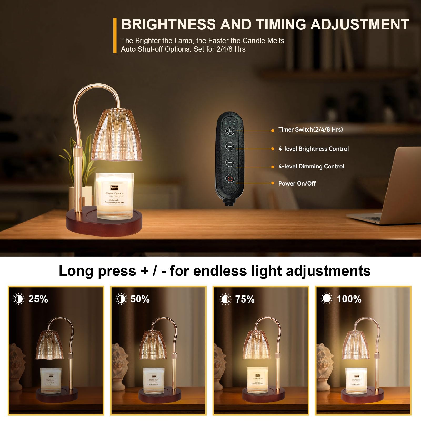 Candle Warmer Lamp with 3 Bulbs, Adjustable Height Dimmable Candle Warmer with Timer, Candle Lamp with Charming Gift Box Ribbon,Birthday Gifts for Women Mom, House Warming Gifts New Home Decor jlhbookstore.store