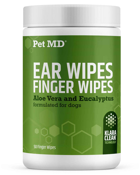 Pet MD - Dog Ear Cleaner Wipes - Otic Cleanser for Dogs to Stop Ear Itching, and Infections with Aloe and Eucalyptus - 100 Count