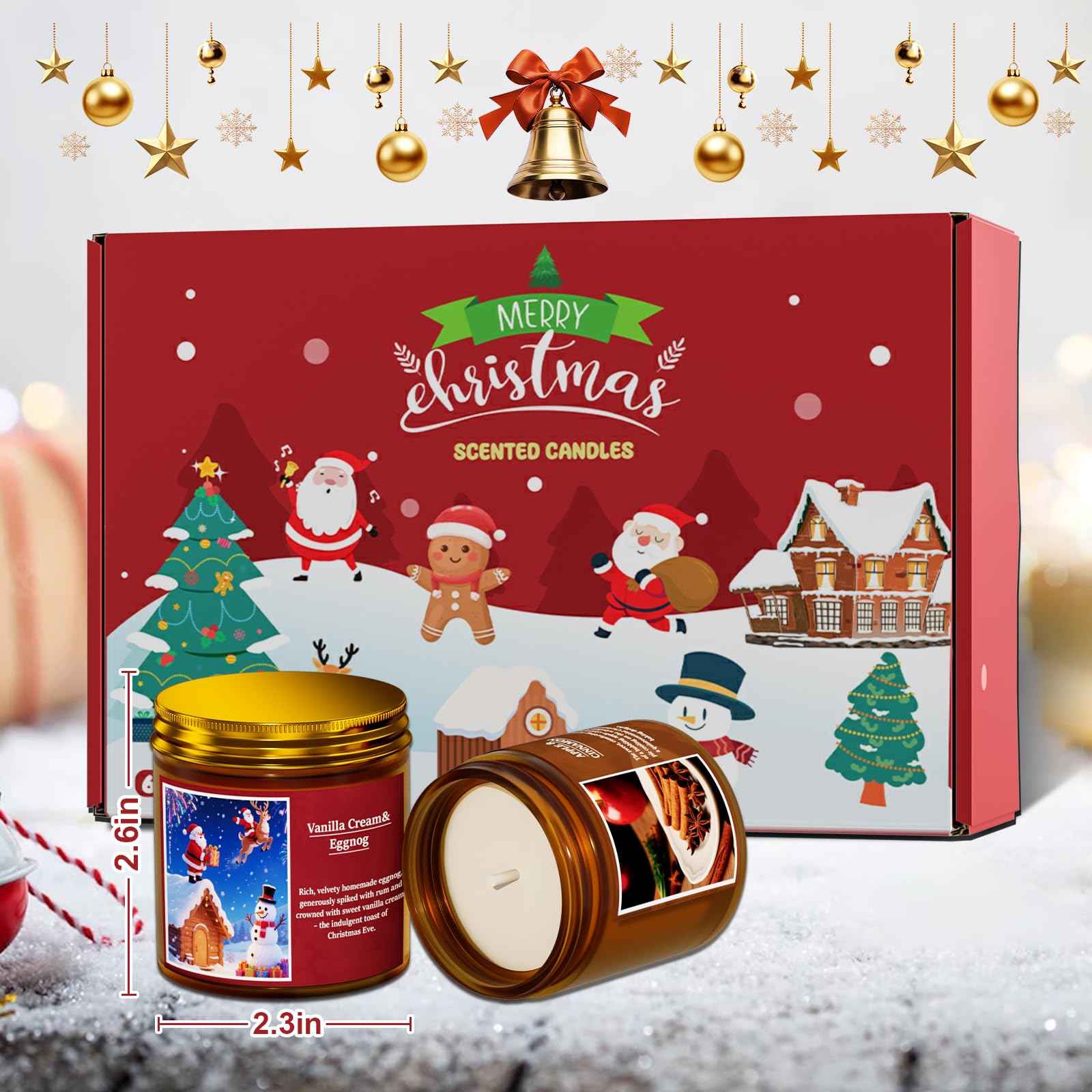 Christmas Candle Set, 6 Pack Candles for Home Scented, Aromatherapy Jar Candle Gifts for Women, Natural Soy Wax Long Lasting Glass Candle Set, Scented Candles for Christmas, Birthday, Thanksgiving Day