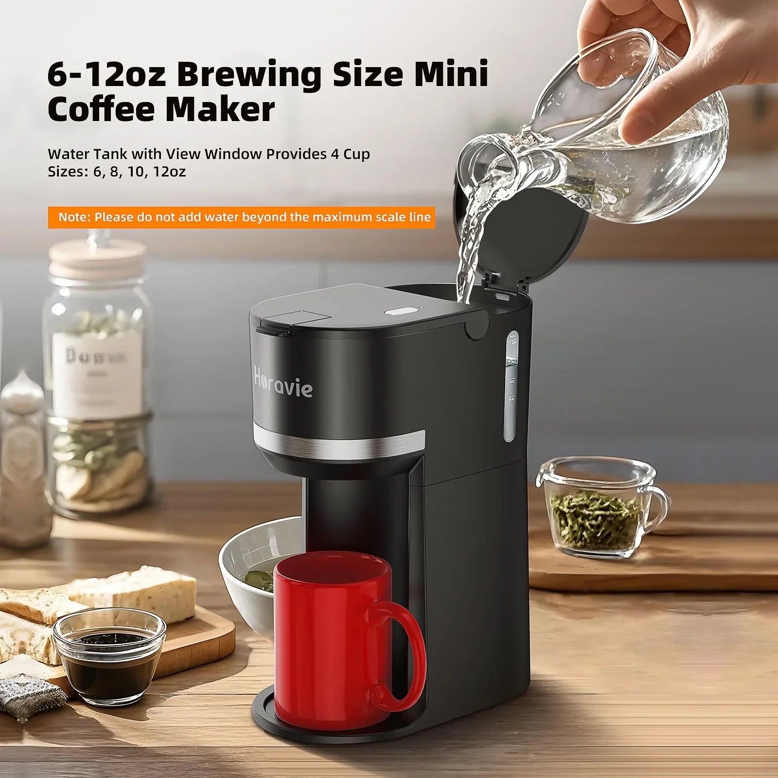 Mini Single Serve Coffee Maker for K Cup and Ground Coffee, Fast Brew One Cup Coffee Machine with Descaling Reminder and Water Window, 6 to 12 oz. Brew Sizes, Black - Jlhbookstore.store