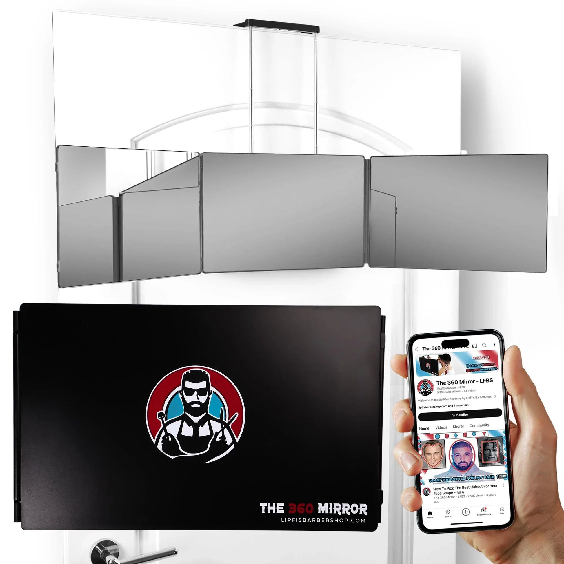 The 360 Mirror - 3 Way Mirror for Self Hair Cutting - Adjustable Trifold Barber Miror to Cut Your Own Hair - Tri Fold Self Haircut System for Men and Women Braiding - Three Sided Miror for Haircuts - Jlhbookstore.store