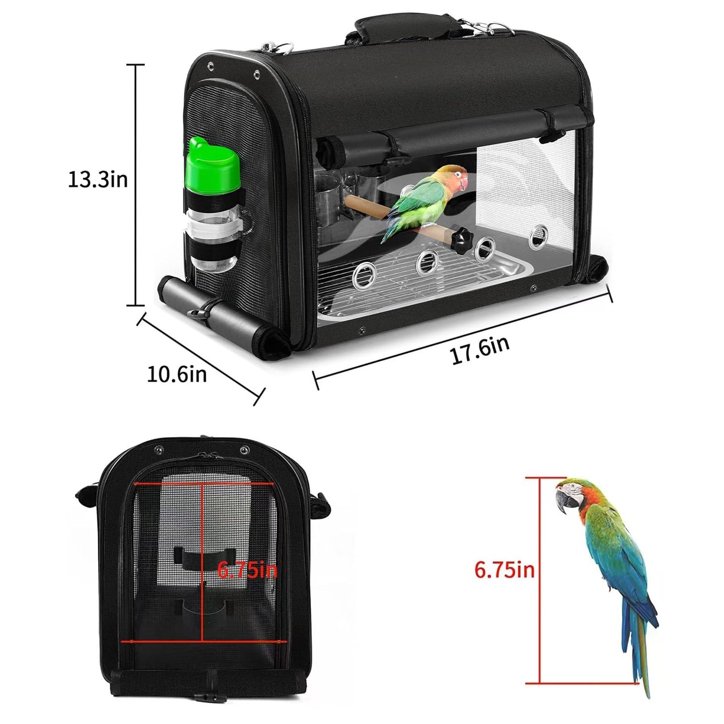 SUERTREE Bird Carrier Bag With Stand, Lightweight Backpack for Parrot, Portable Travel Cage, Pet Transparent Breathable Carrier