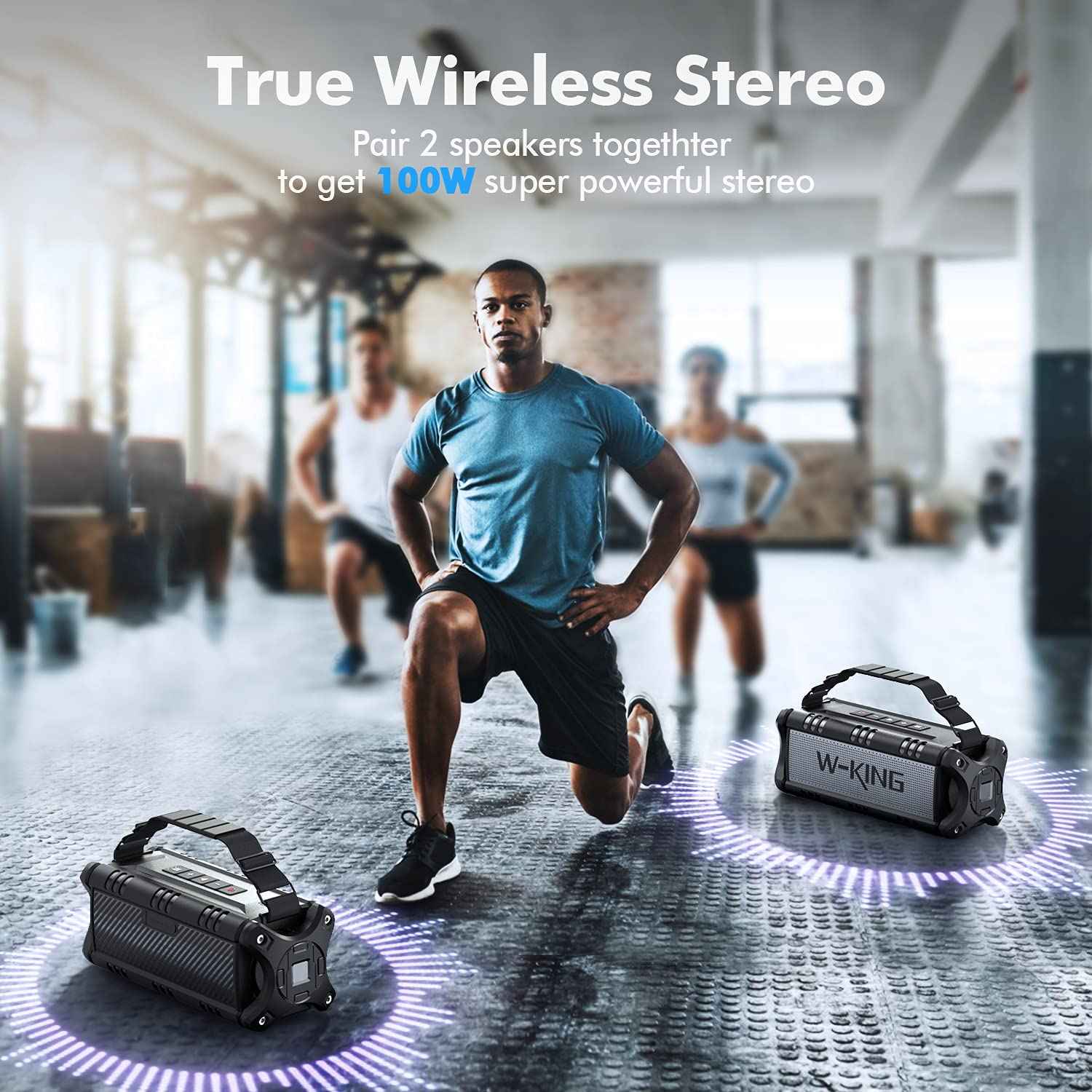 W-KING Bluetooth Speaker, 90W Max Portable Outdoor Speaker Loud, IPX6 Waterproof/50W Deep Bass Subwoofer/40H/EQ/Dual Pairing/TF/AUX, Large Boombox Speakers Bluetooth Wireless for Party/Beach/Jobside