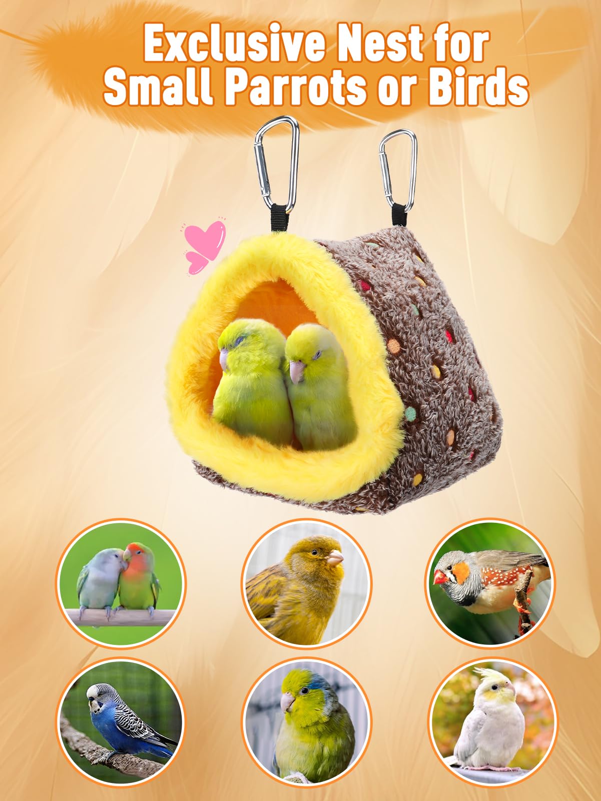 Small Winter Warm Bird Nest for Cage - Comfortable Bird Bed with Support Board, Hanging Hammock Shed Hideaway Hut Gift for Macaws African Grey Amazon Parrots