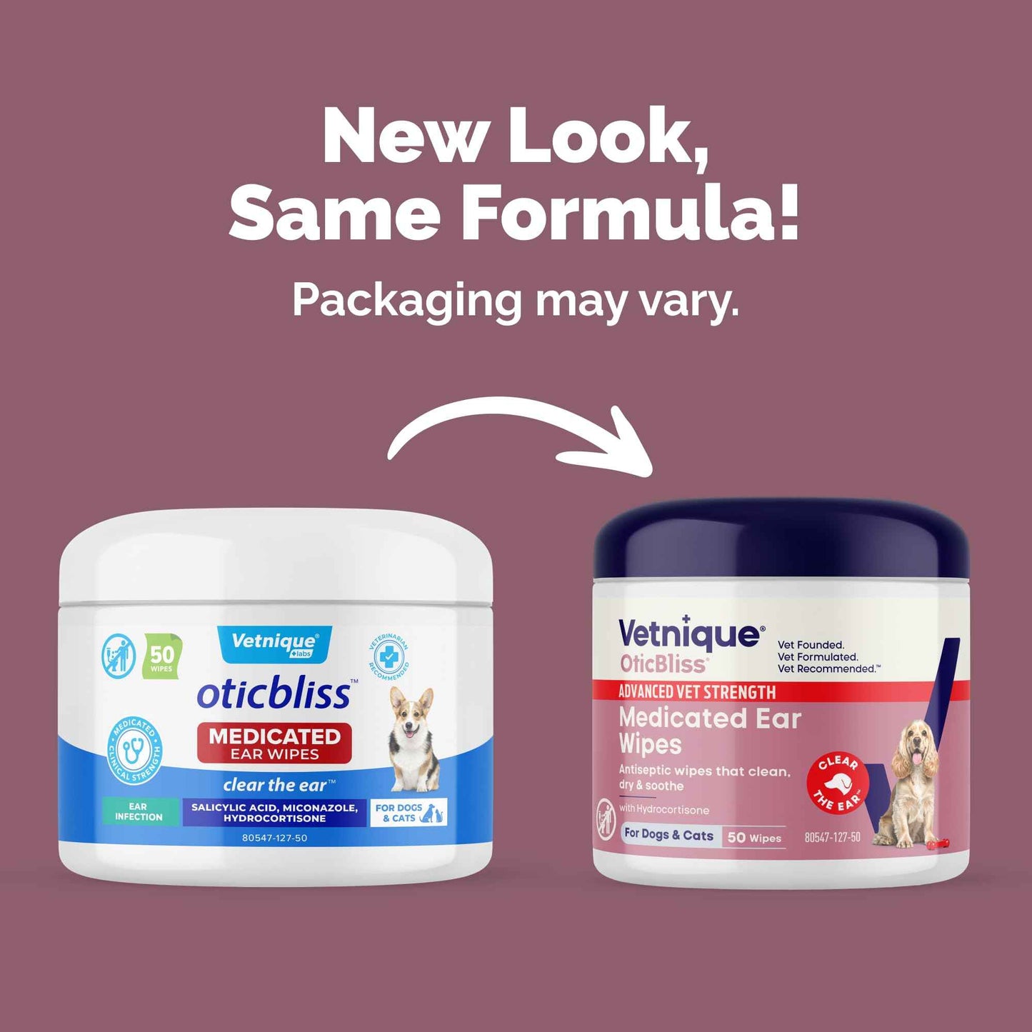 Vetnique Oticbliss Cat & Dog Ear Wipes - Dog Ear Infection Treatment or Dog Ear Cleaner Wipes for Dirty, Waxy, Smelly Dog Ears, Odor Control with Aloe Vera & Salicylic Acid (Finger Mitt Ear Wipes)
