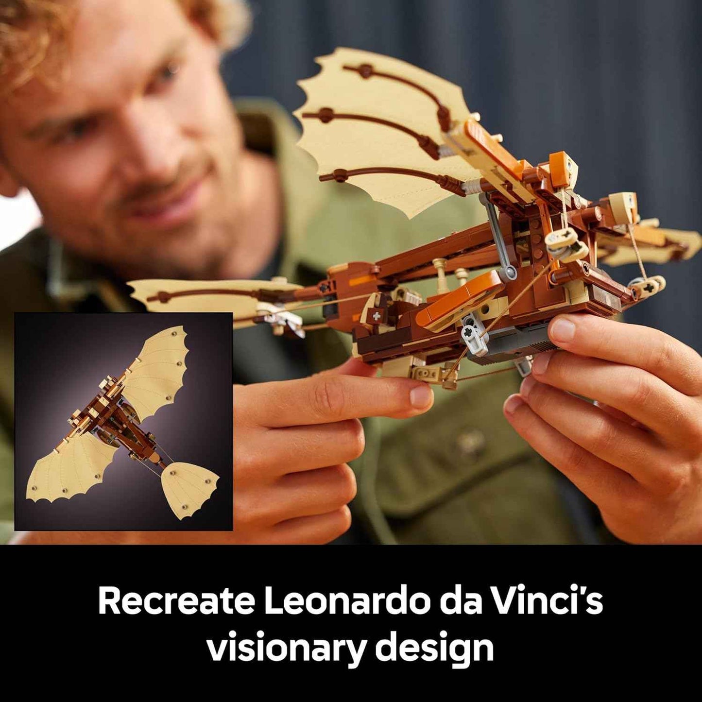 LEGO Icons Leonardo da Vinci's Flying Machine DIY Kit - Ornithopter Building Set for Adults, Ages 18+ - Craft for Home or Office Decor with Display Stand - Gift Idea - 10363