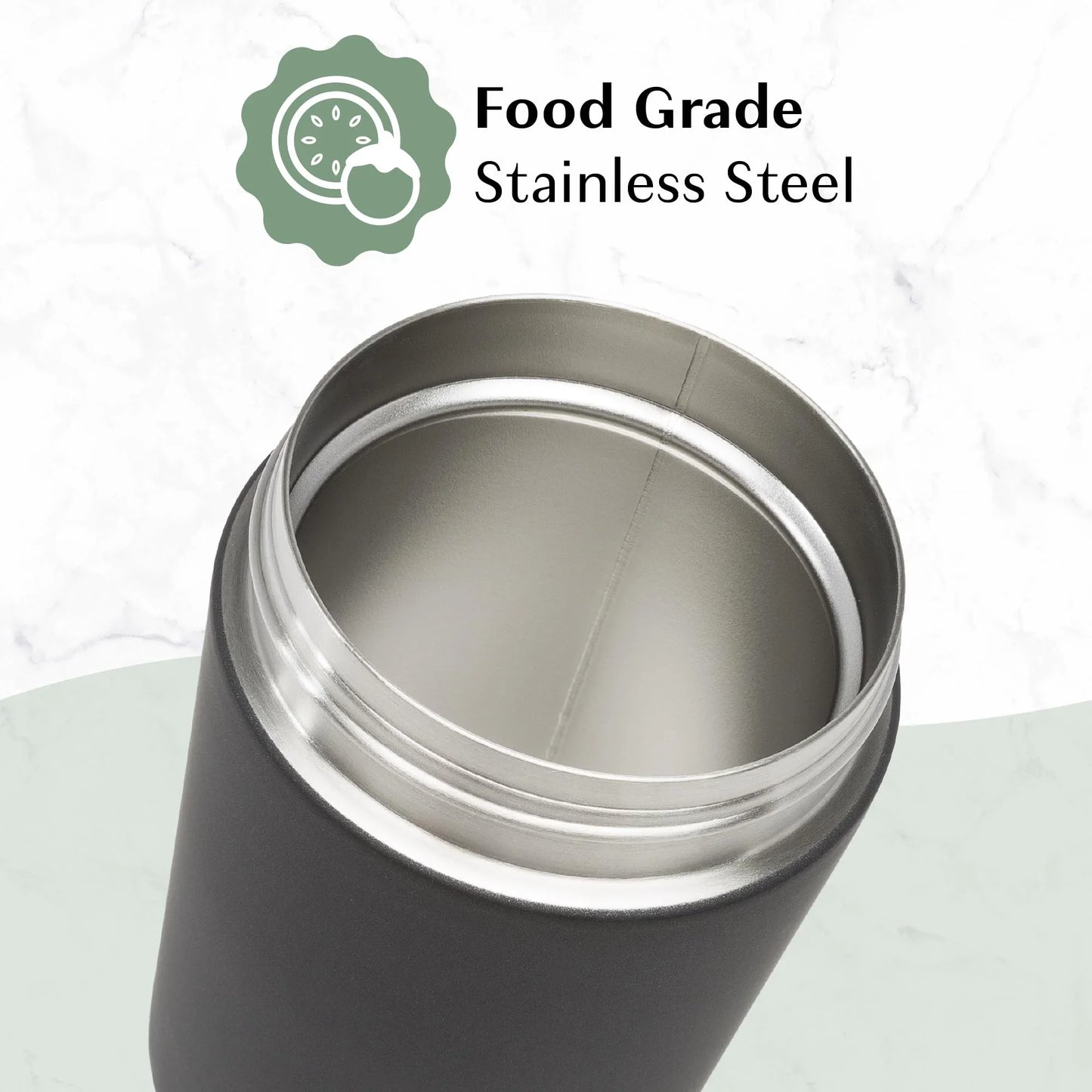 Goodful Stainless Steel Food Jar, Double Wall Vacuum Sealed Insulated Food Storage Container with Carry Handle Lid, 16-Ounce, Gray - Jlhbookstore.store