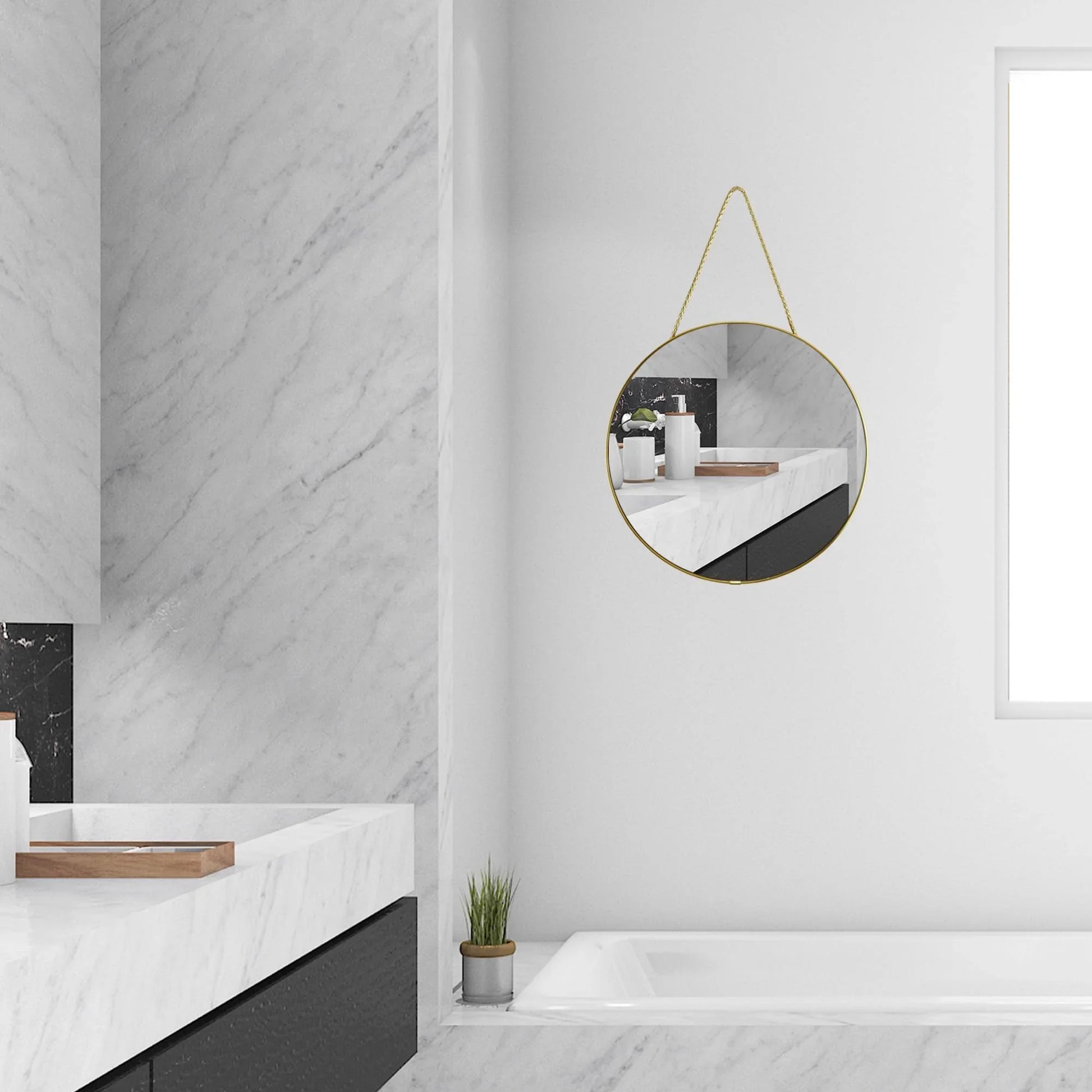 11.8-inch Small Round Wall Mirror, Gold Bathroom Mirror - Jlhbookstore.store