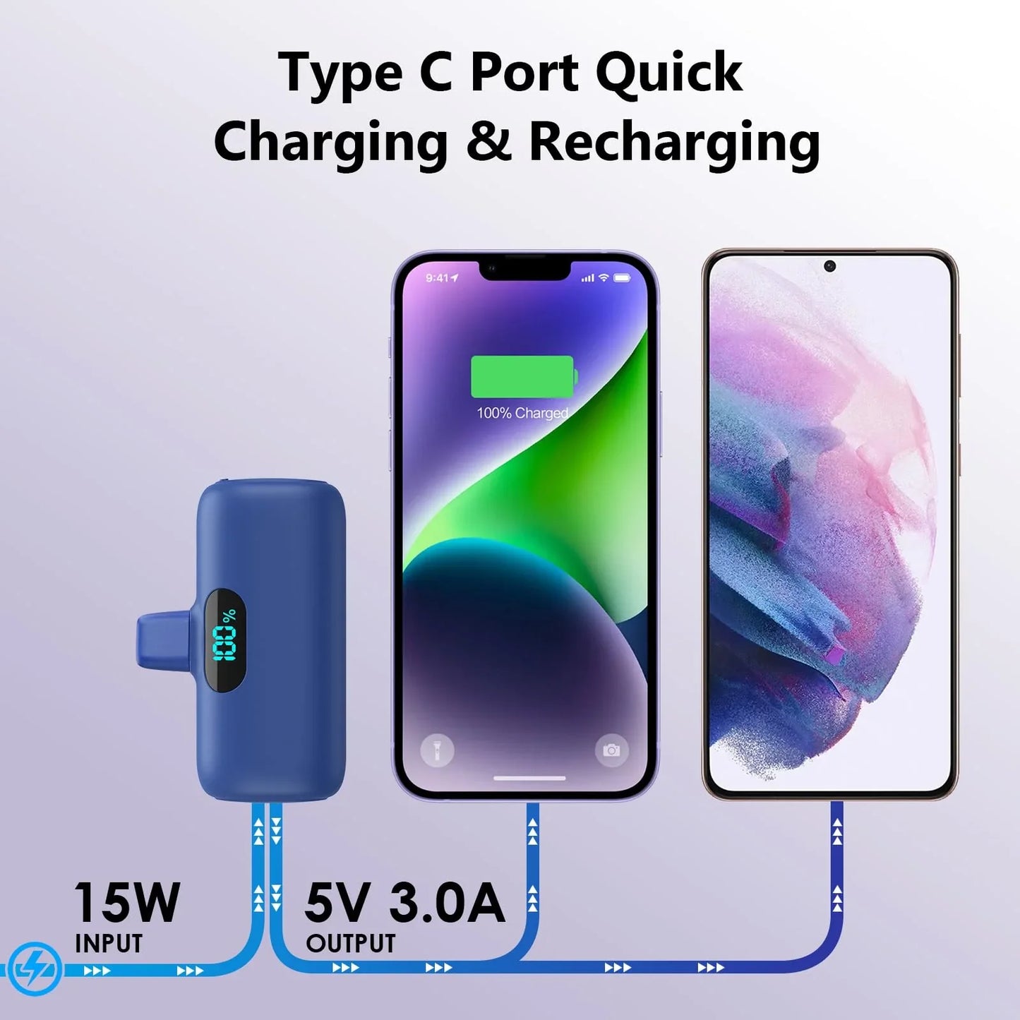 Mini Portable Charger for iPhone,Upgraded 5000mAh PD Fast Charging Battery Pack,LCD Display Cute Power Bank Portable Phone Charger for iPhone 14/14 Pro Max/13/13 Pro/12 Pro/11/XS/XR/X/8/7/6-Black - Jlhbookstore.store