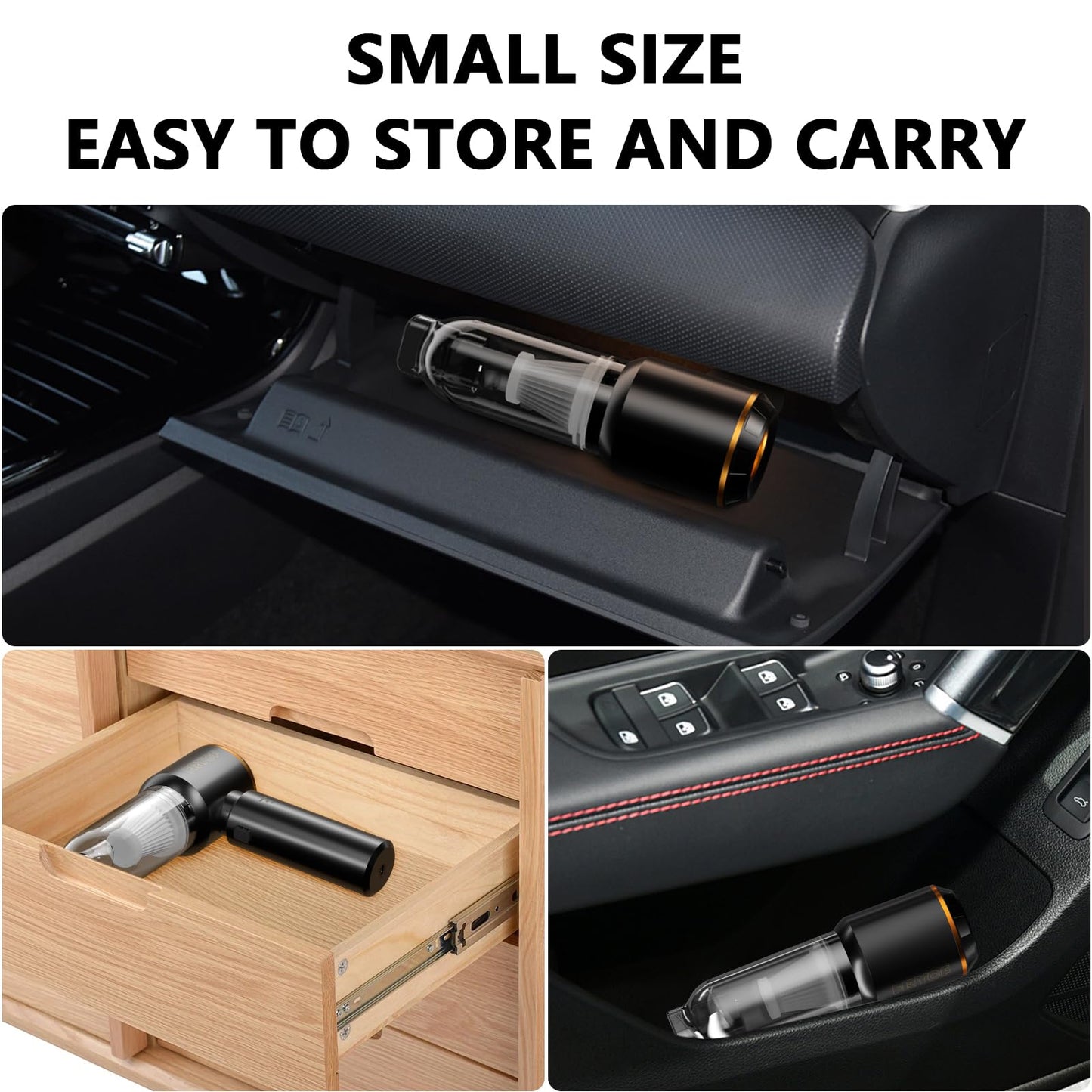 Handheld Vacuum,Car Vacuum Cleaner,4-in-1 20000PA High Power Portable Rechargeable Vacuum Cleaner with Brushless Motor, Small Handheld Vacuum & Air Blower & Pump-Black