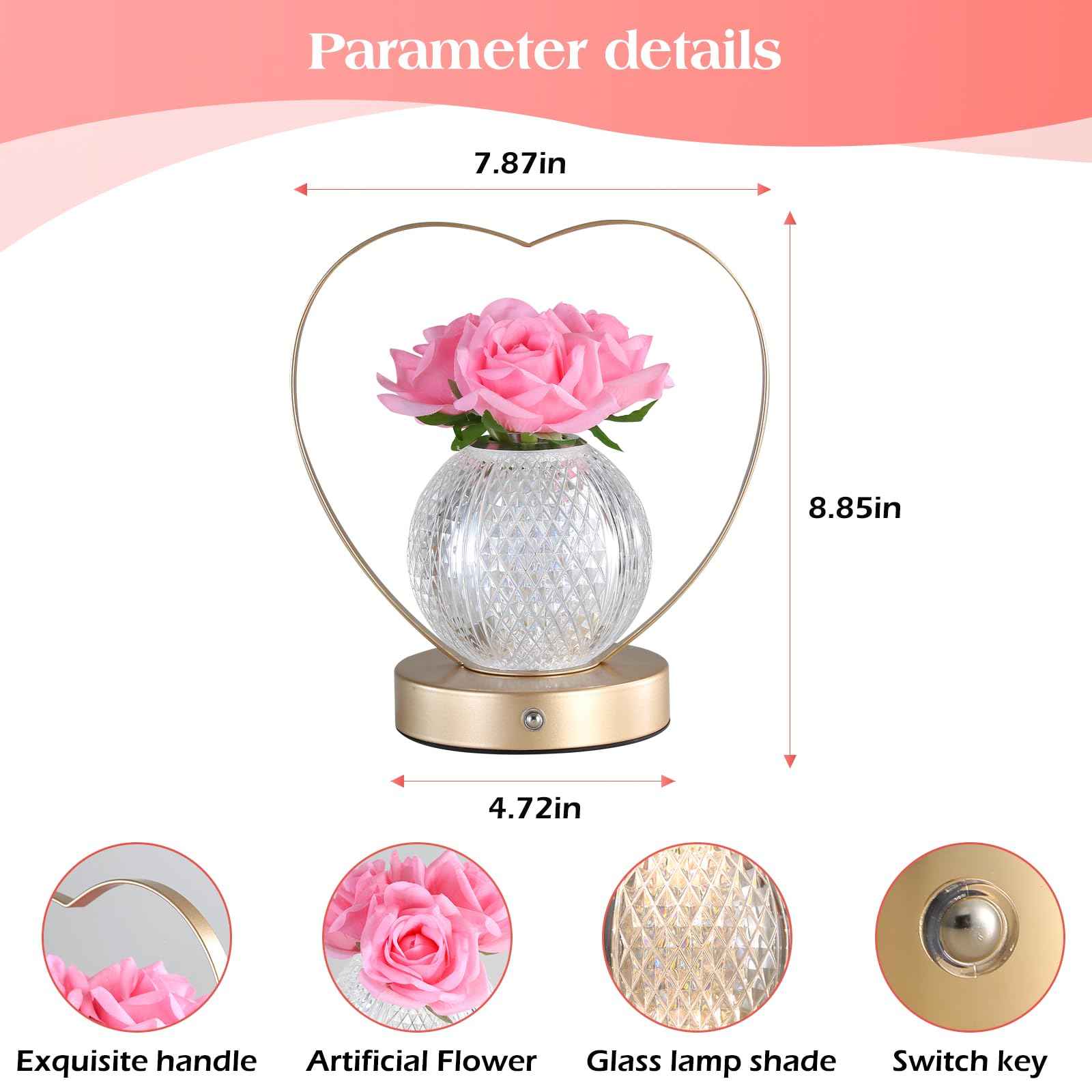 Sunflowers Flower Lamp,Rechargeable Cordless Touch Table Lamp,3-Colour Infinitely Dimming Small Night Light,Festival Restaurant Bedroom Bar Coffee Shop Birthday Gifts for Women Mom