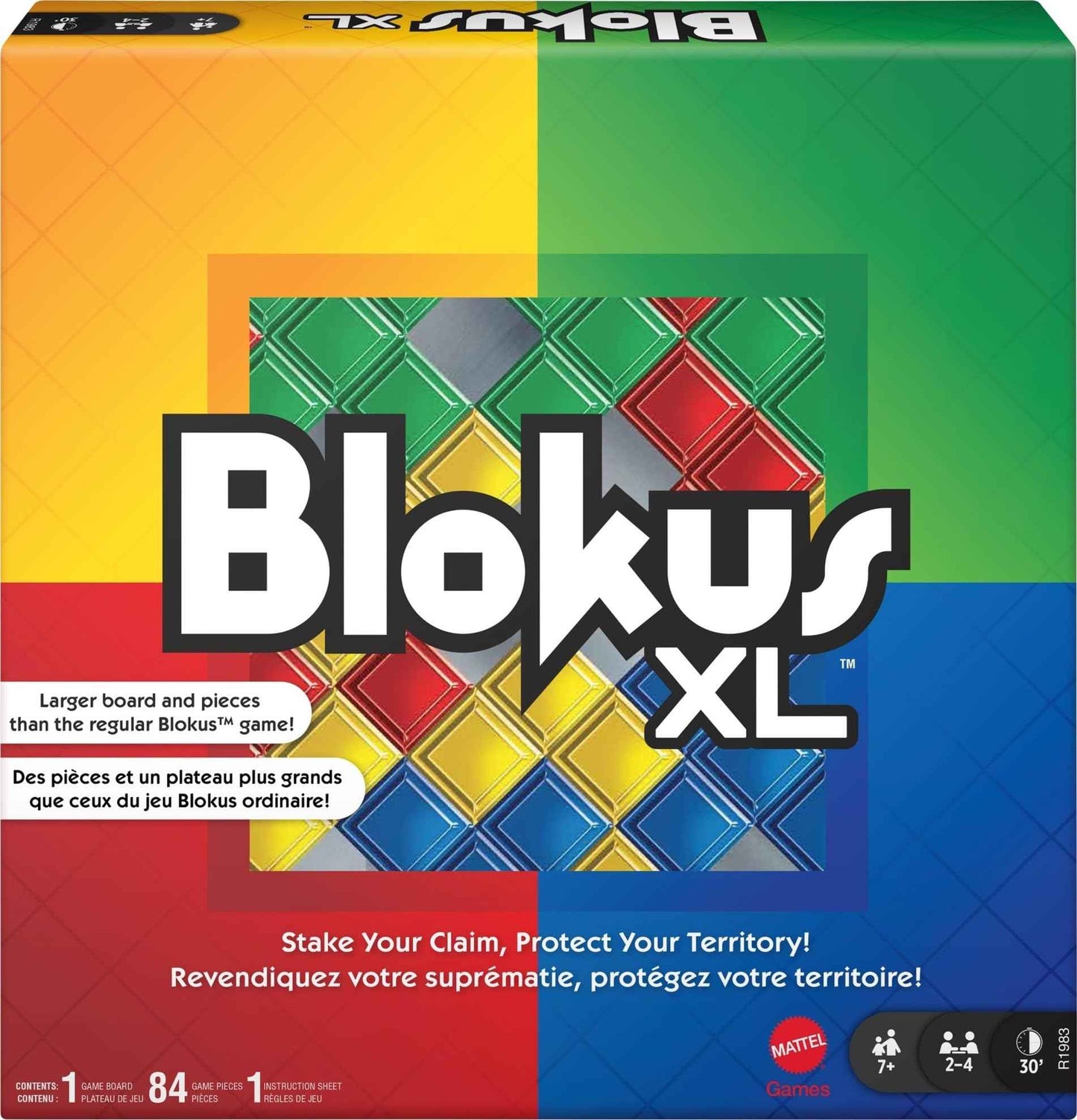 Mattel Games Blokus XL Board Games for Family Night, Brain Games for 2 to 4 Players, Oversized Board and Pieces (Amazon Exclusive)