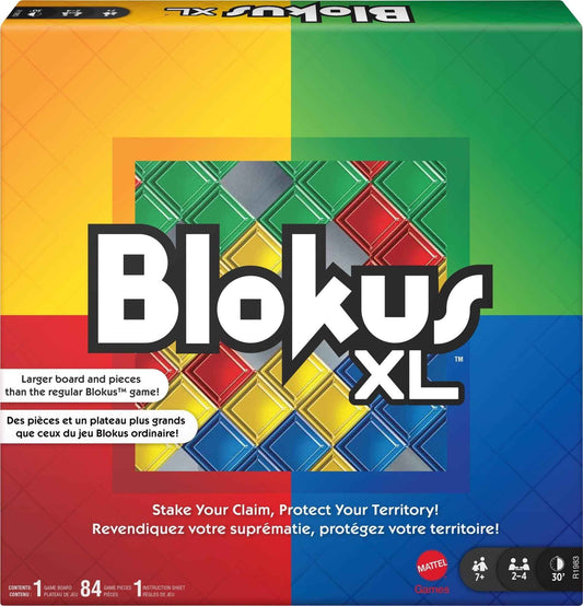 Mattel Games Blokus XL Board Games for Family Night, Brain Games for 2 to 4 Players, Oversized Board and Pieces (Amazon Exclusive)