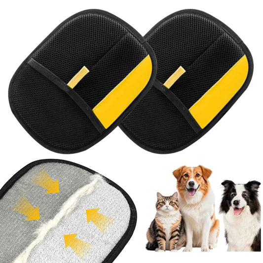 2 PCS Pet Hair Removal Glove - Electrostatic Magic Brush Pet Hair Remover Tool, Grooming Gloves for Dog and Cat， Reusable Fur Catch Glove for Couch,Furniture,Car,Carpet