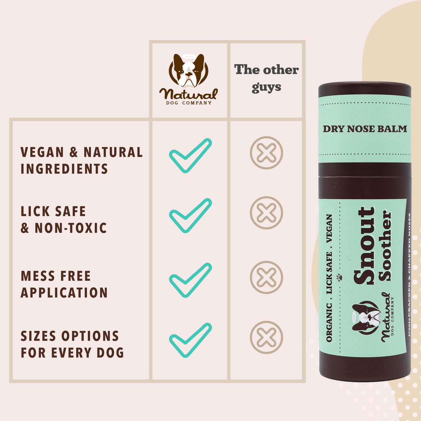 Natural Dog Company Snout Soother Travel Stick 0.15 oz – All Natural Dog Nose Balm for Dry, Cracked Snouts – Organic Moisturizing & Soothing Balm – Lick-Safe Mini Snout Care, Made in USA