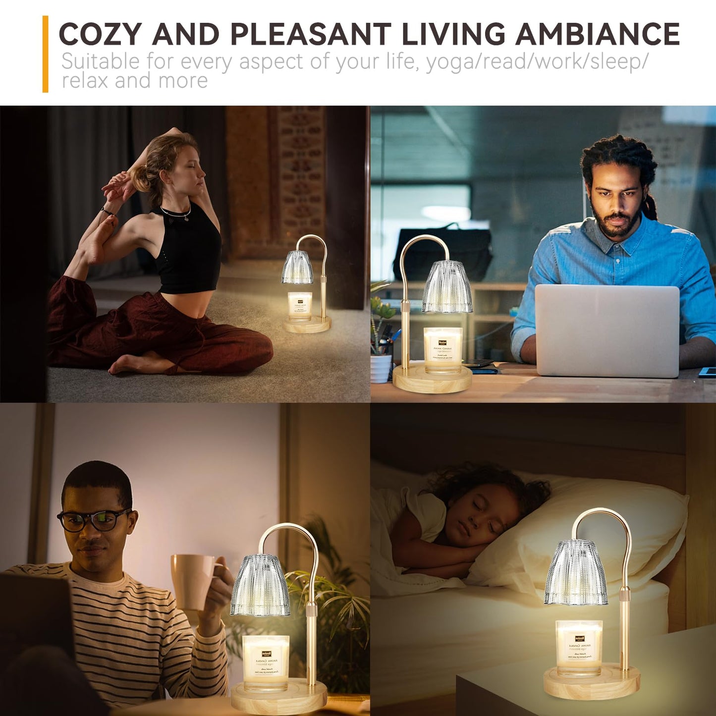 Candle Warmer Lamp with 3 Bulbs, Adjustable Height Dimmable Candle Warmer with Timer, Candle Lamp with Charming Gift Box Ribbon,Birthday Gifts for Women Mom, House Warming Gifts New Home Decor jlhbookstore.store