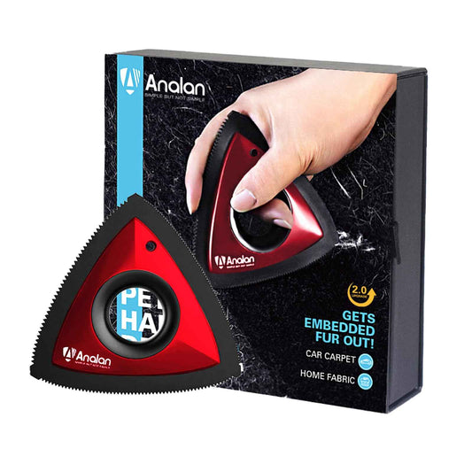 Analan Mini Pet Hair Remover for Car Detailing Supplies, Carpet Dog Hair Remover for Car Interior, Triangle Dog Hair Remover for Auto Detailing, Couch, Furniture, Lint, Carpet (Jet Black)