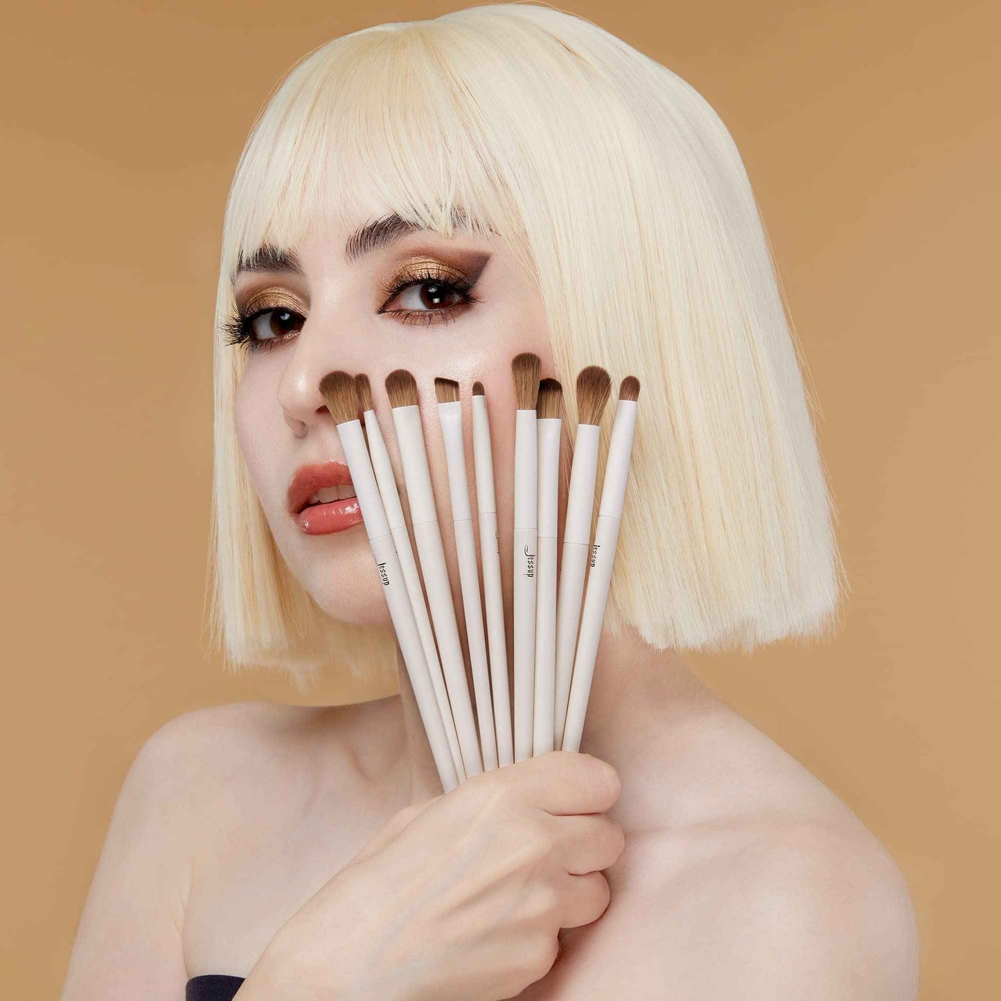 Jessup Makeup Brushes 14Pcs Makeup Brush Set Premium Synthetic Powder Foundation Contour Blush Concealer Eye Shadow Blending Liner Make Up Brush Kit Light Grey T329