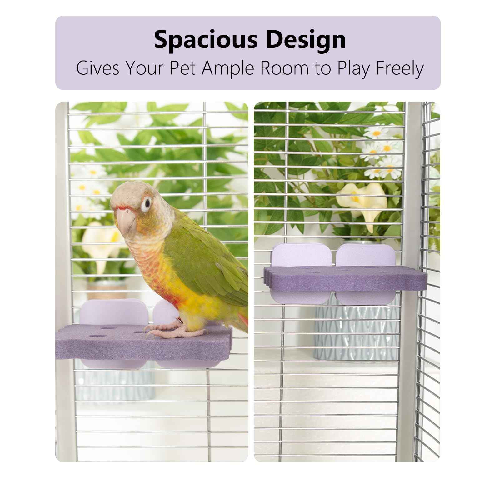 Bird Perch Stand for Parrots – Natural Ceramic Grinding Stick for Beak, A Safe, Non-Shedding Chewing and Claw-Trimming Perch for Parrots (Blue, Medium Size)