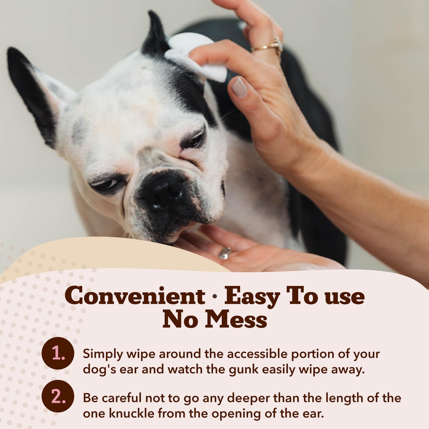 Natural Dog Company Wrinkle Wipes for Dogs, 100 Count, Hypoallergenic Dog Wipes, Wrinkle Wipes French Bulldog, Cleaning & Deodorizing, Dog Wipes for Grooming Faces, Paws & Butts