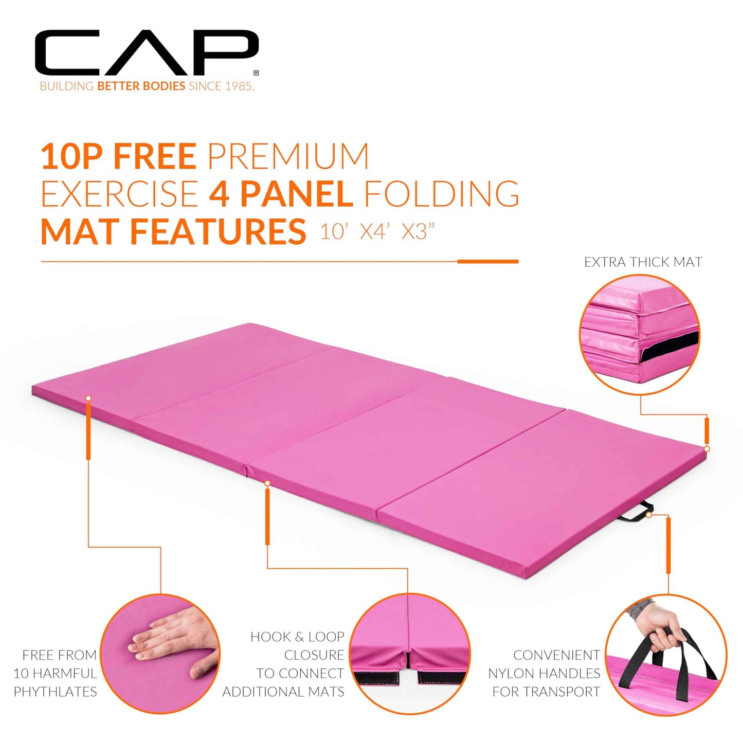 CAP Barbell All Purpose Folding Anti Tear Exercise Training Aerobic Fitness Gym & Gymnastics Balance Mat | Multiple colors