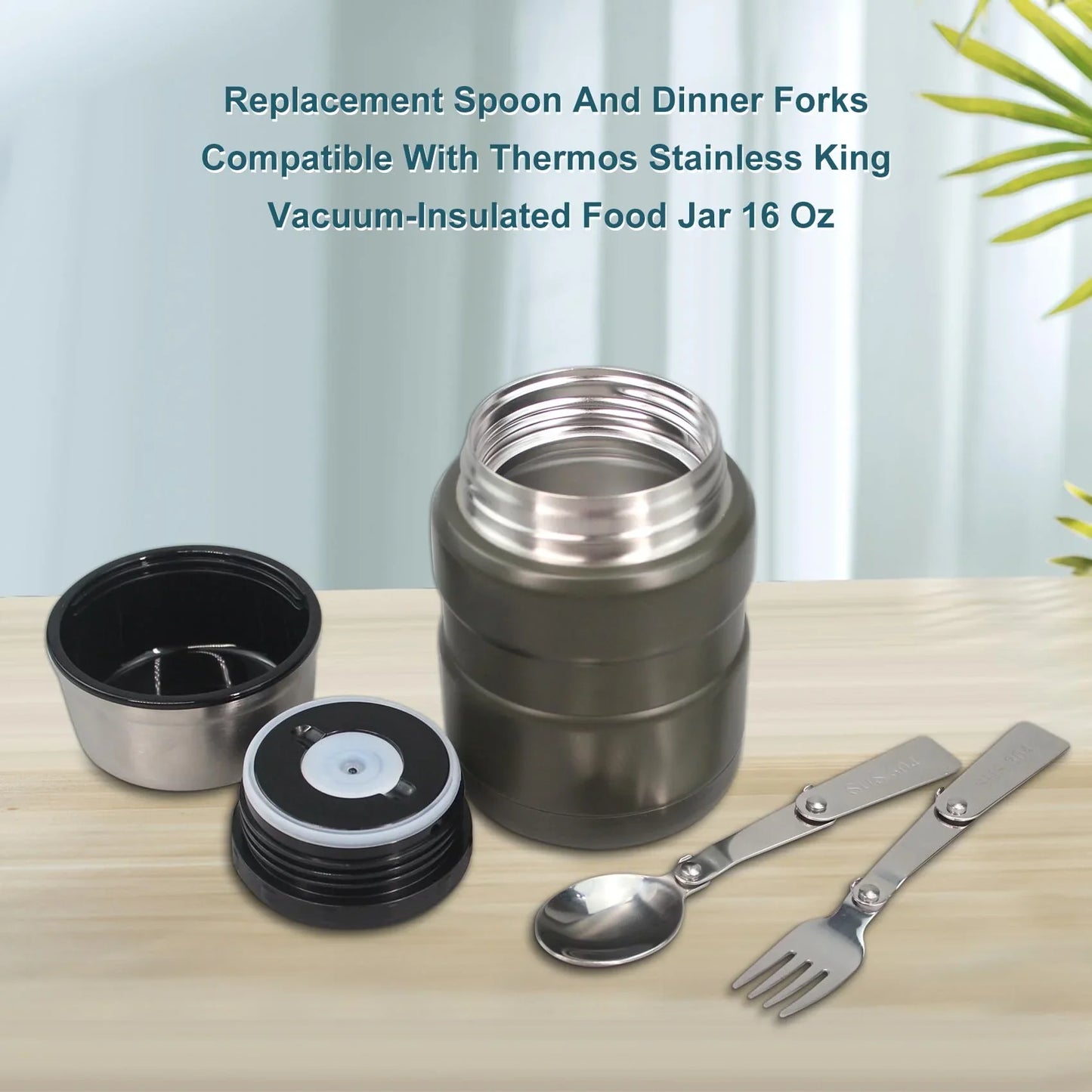 Replacement Spoon and Dinner Forks Compatible with Thermos Stainless King Vacuum-Insulated Food Jar 16 Oz (2 Spoon,2 Dinner Forks) - Jlhbookstore.store