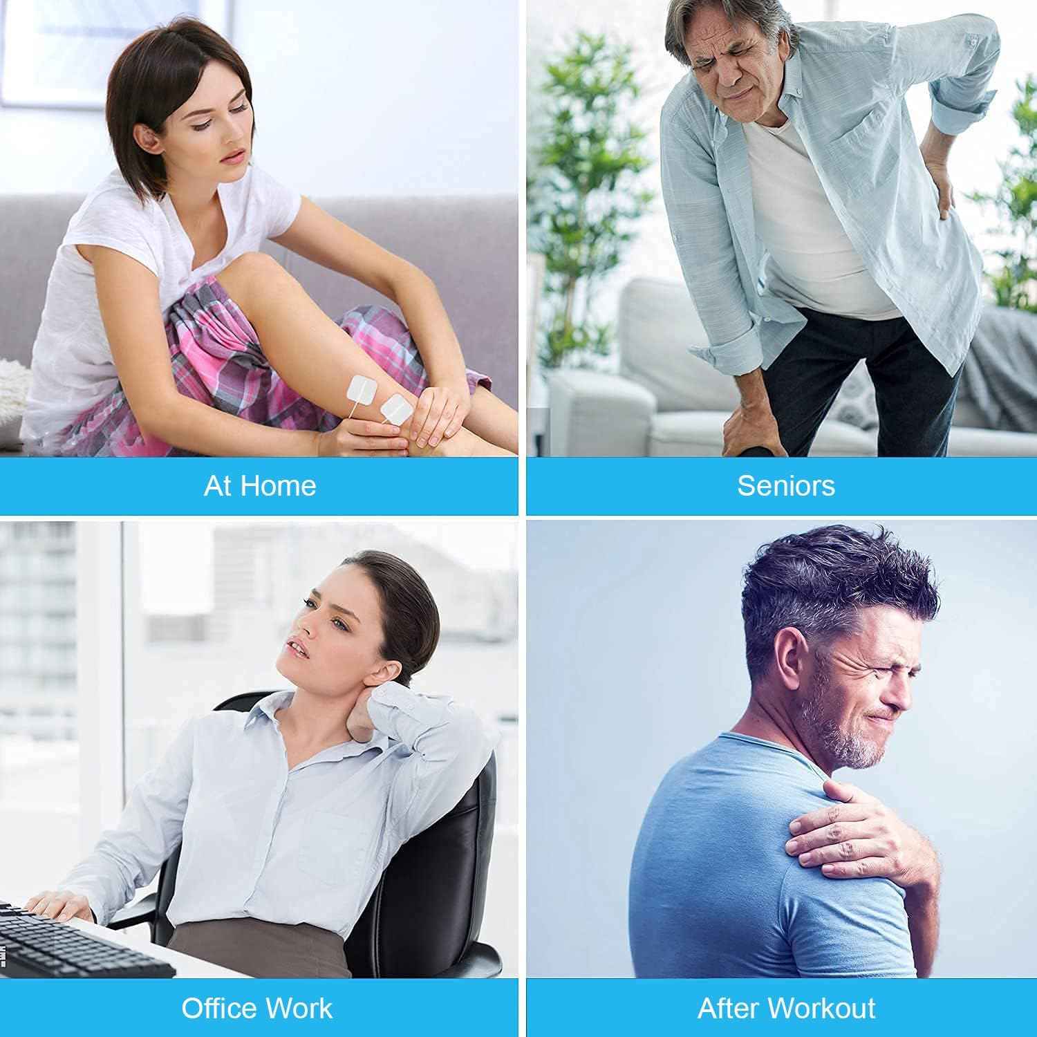 DOMAS 24 Pack 2x2&2x4 TENS Pads with Pad Holder, for TENS 7000, 30 Uses, Latex-Free, TENS Unit Electrode Replacement Pads Compatible with AUVON Etekcity & Other 2 mm Pin TENS Units