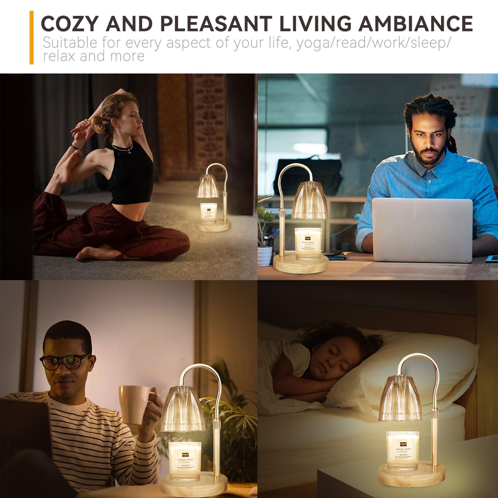 Candle Warmer Lamp with 3 Bulbs, Adjustable Height Dimmable Candle Warmer with Timer, Candle Lamp with Charming Gift Box Ribbon,Birthday Gifts for Women Mom, House Warming Gifts New Home Decor jlhbookstore.store