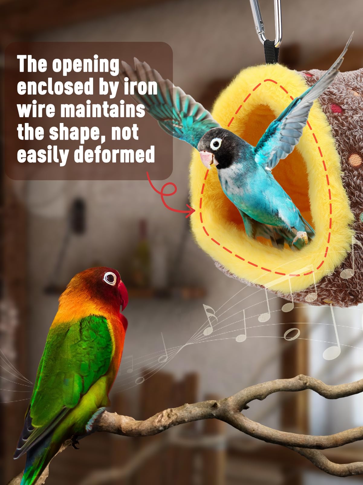 Small Winter Warm Bird Nest for Cage - Comfortable Bird Bed with Support Board, Hanging Hammock Shed Hideaway Hut Gift for Macaws African Grey Amazon Parrots