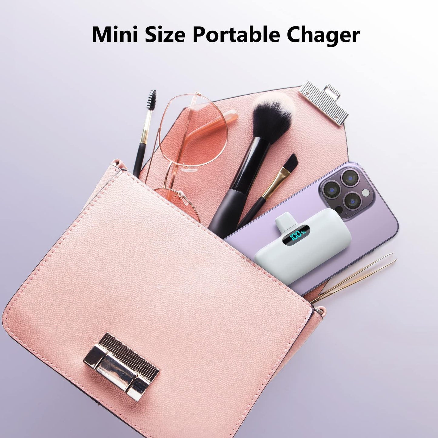 Mini Portable Charger for iPhone,Upgraded 5000mAh PD Fast Charging Battery Pack,LCD Display Cute Power Bank Portable Phone Charger for iPhone 14/14 Pro Max/13/13 Pro/12 Pro/11/XS/XR/X/8/7/6-Black - Jlhbookstore.store